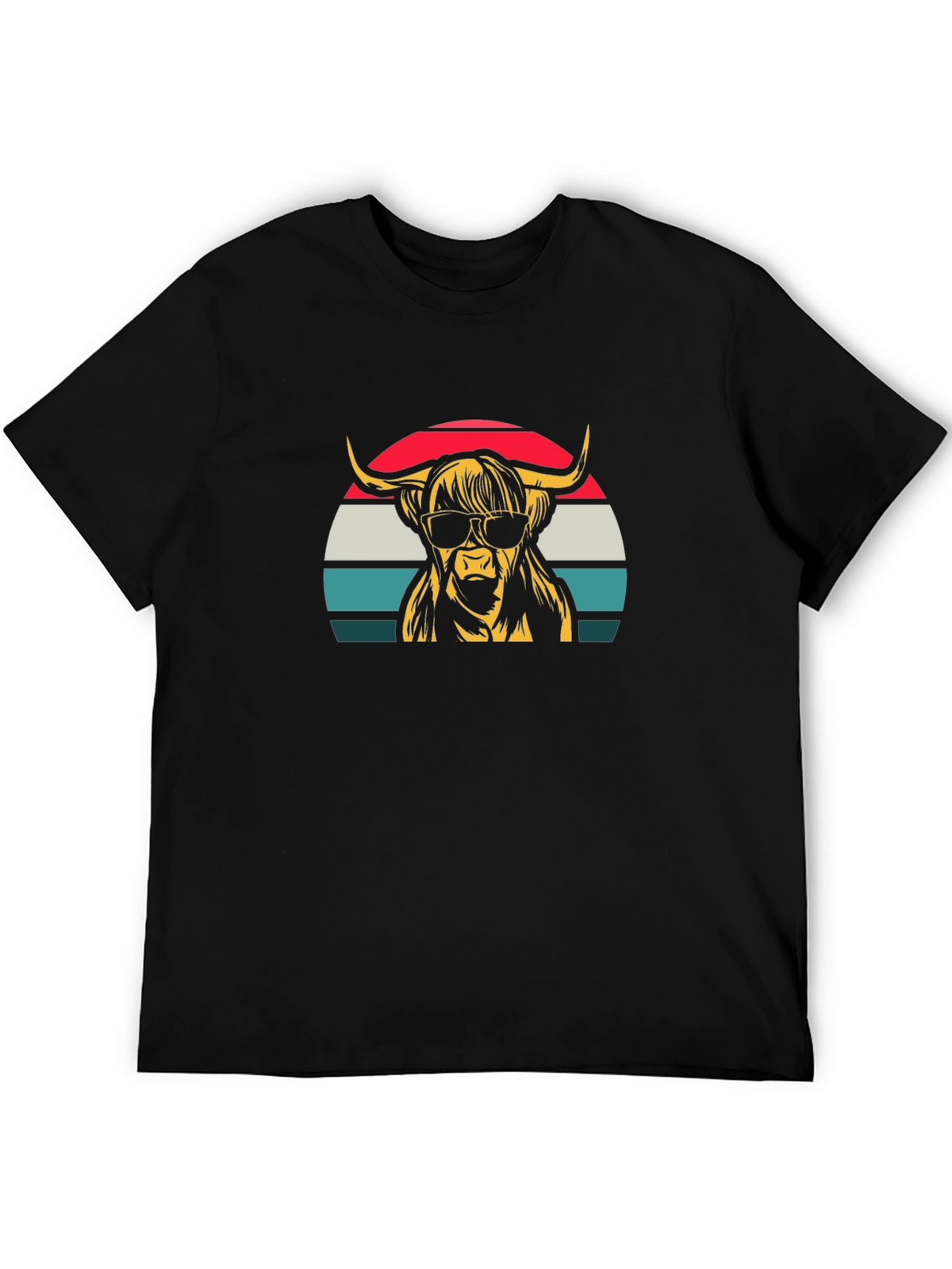 Highland Cow Retro T-Shirt - Sunglasses Graphic Tee