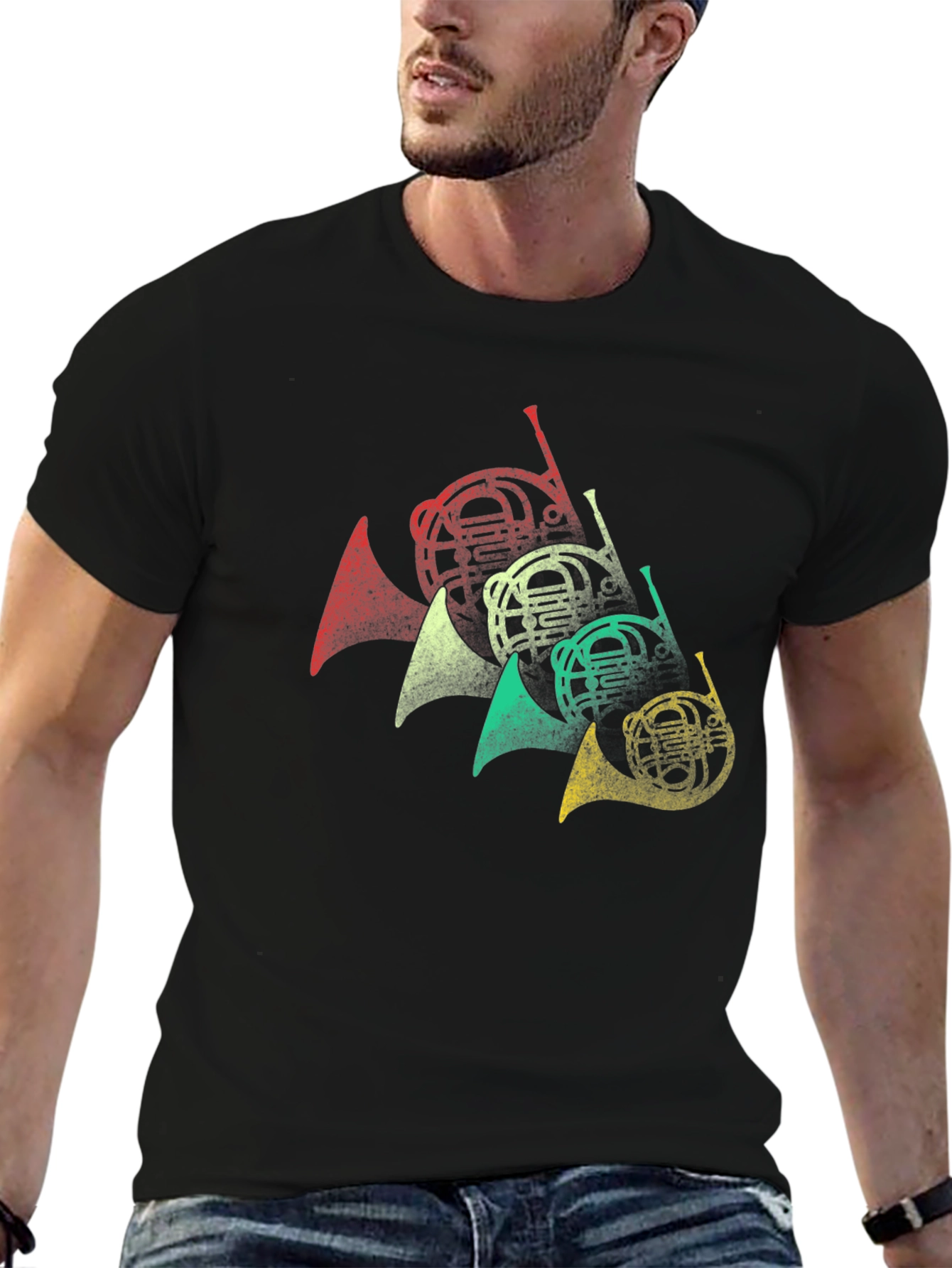 Retro French Horn Music Lover T-Shirt