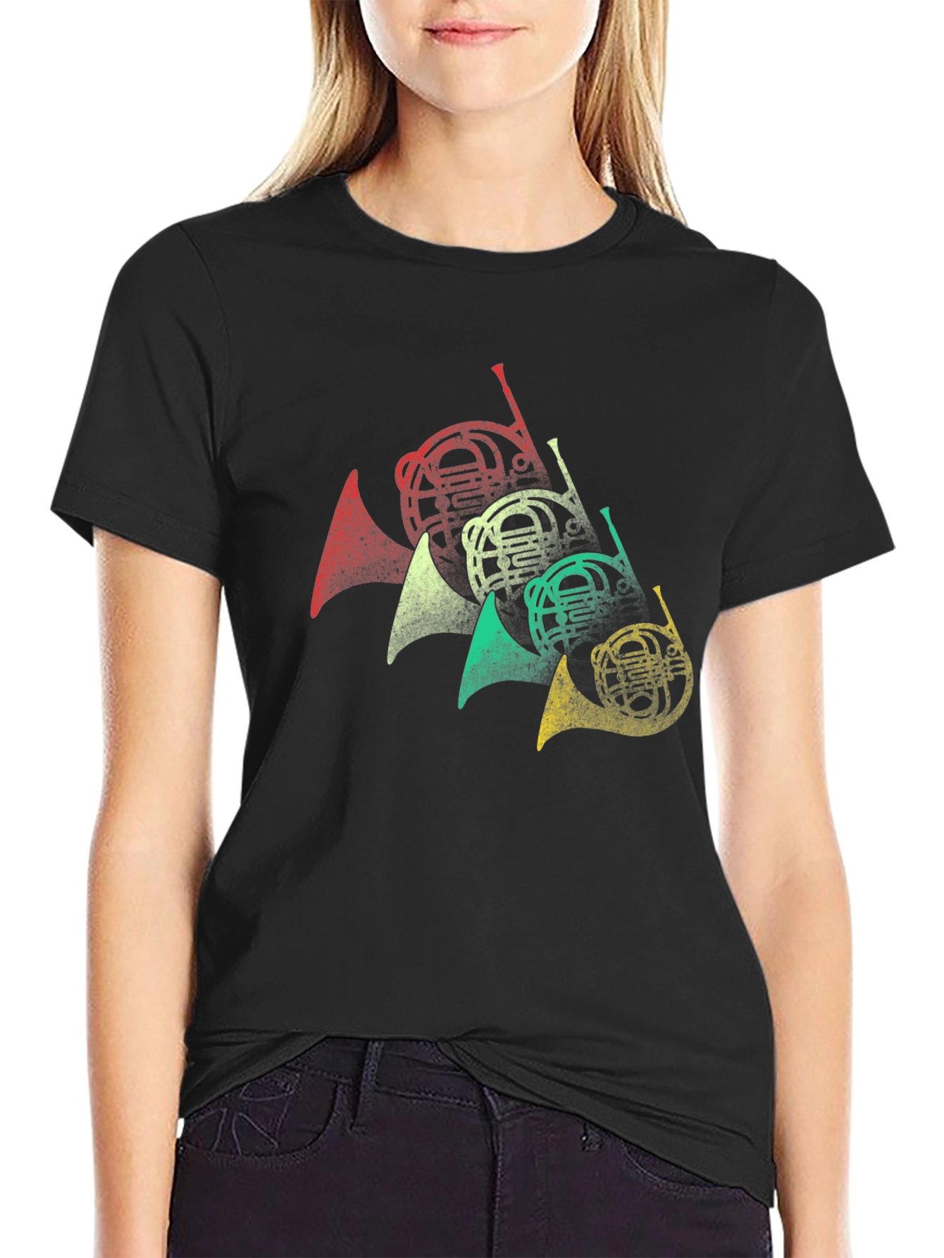 Retro French Horn Music Lover T-Shirt