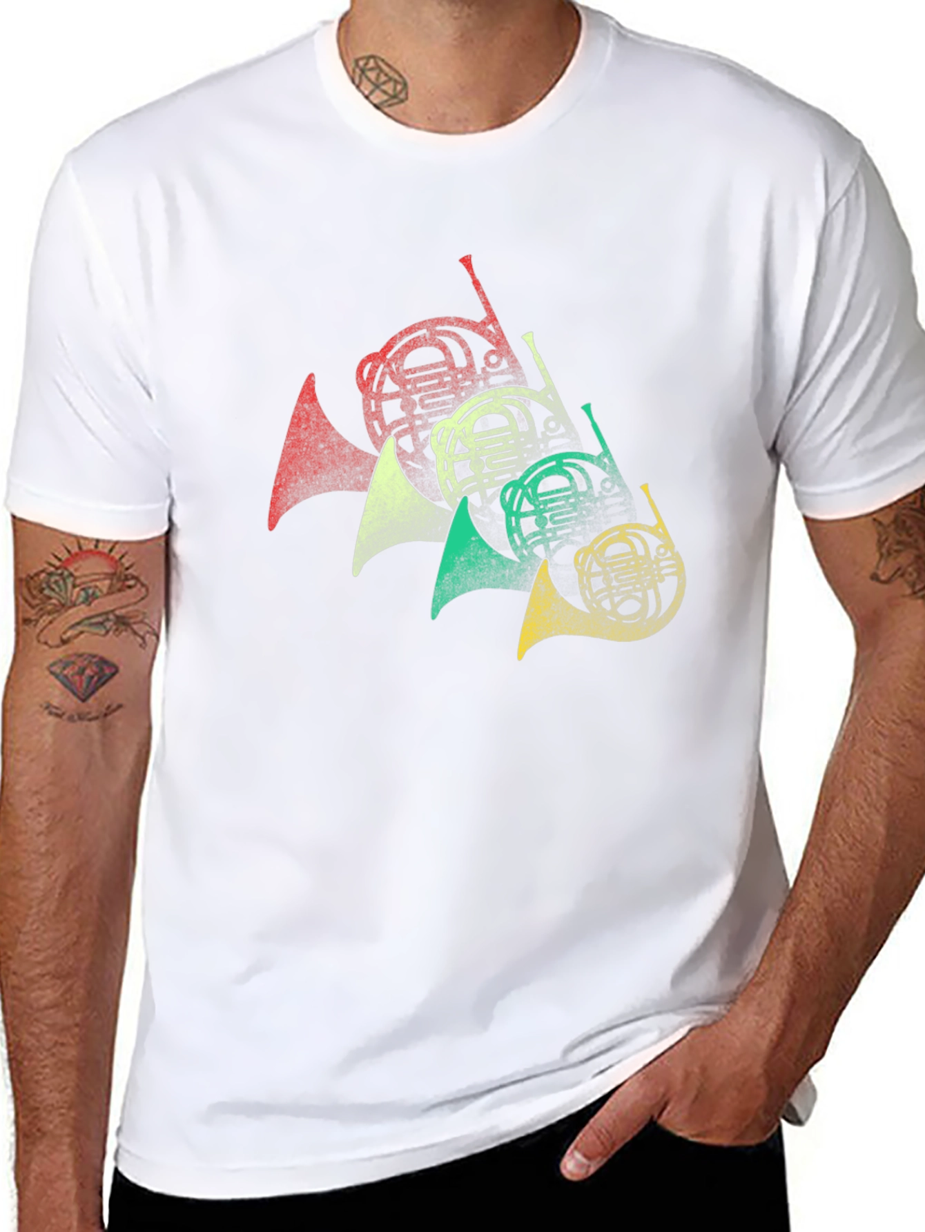 Retro French Horn Music Lover T-Shirt