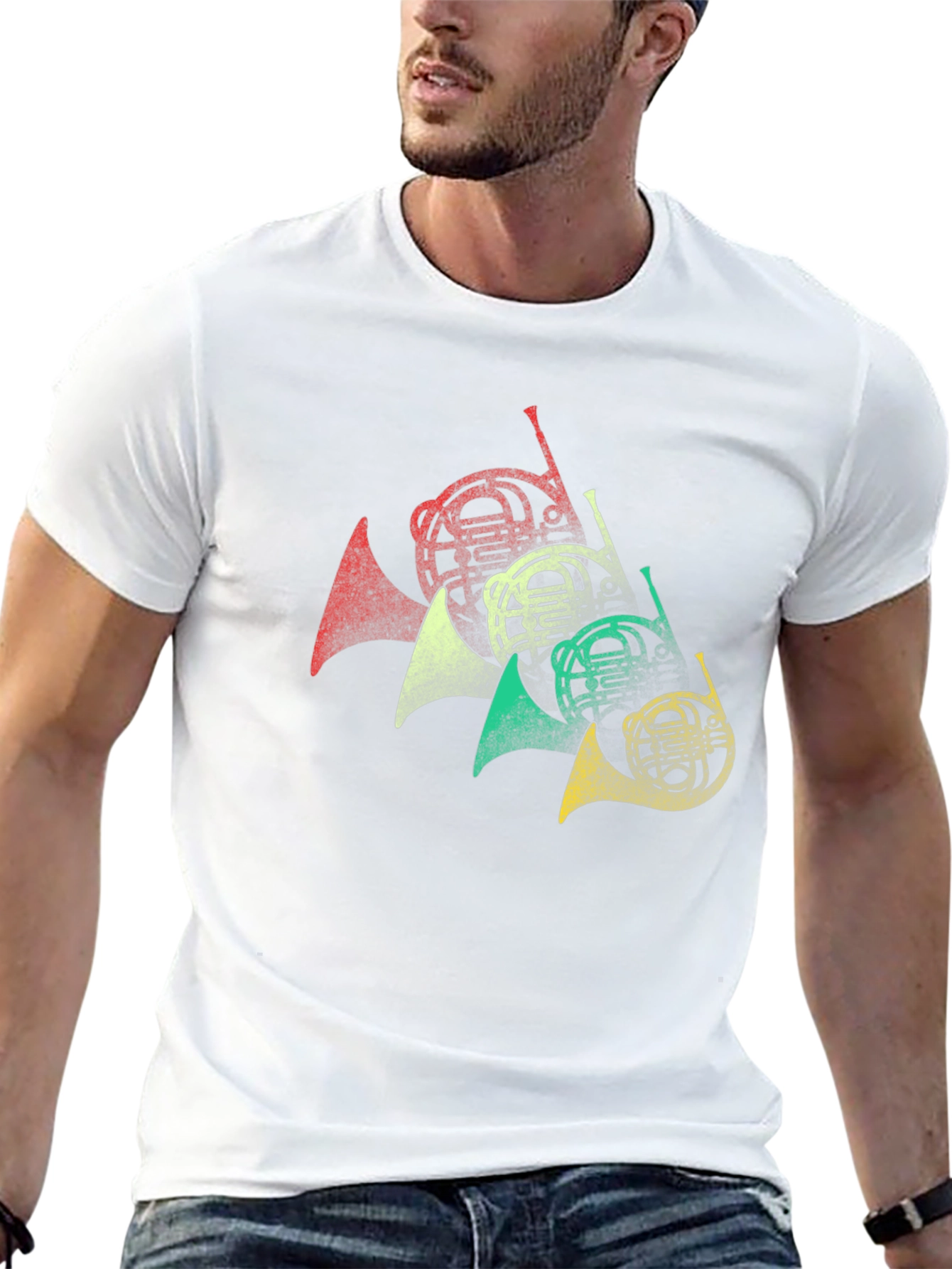 Retro French Horn Music Lover T-Shirt