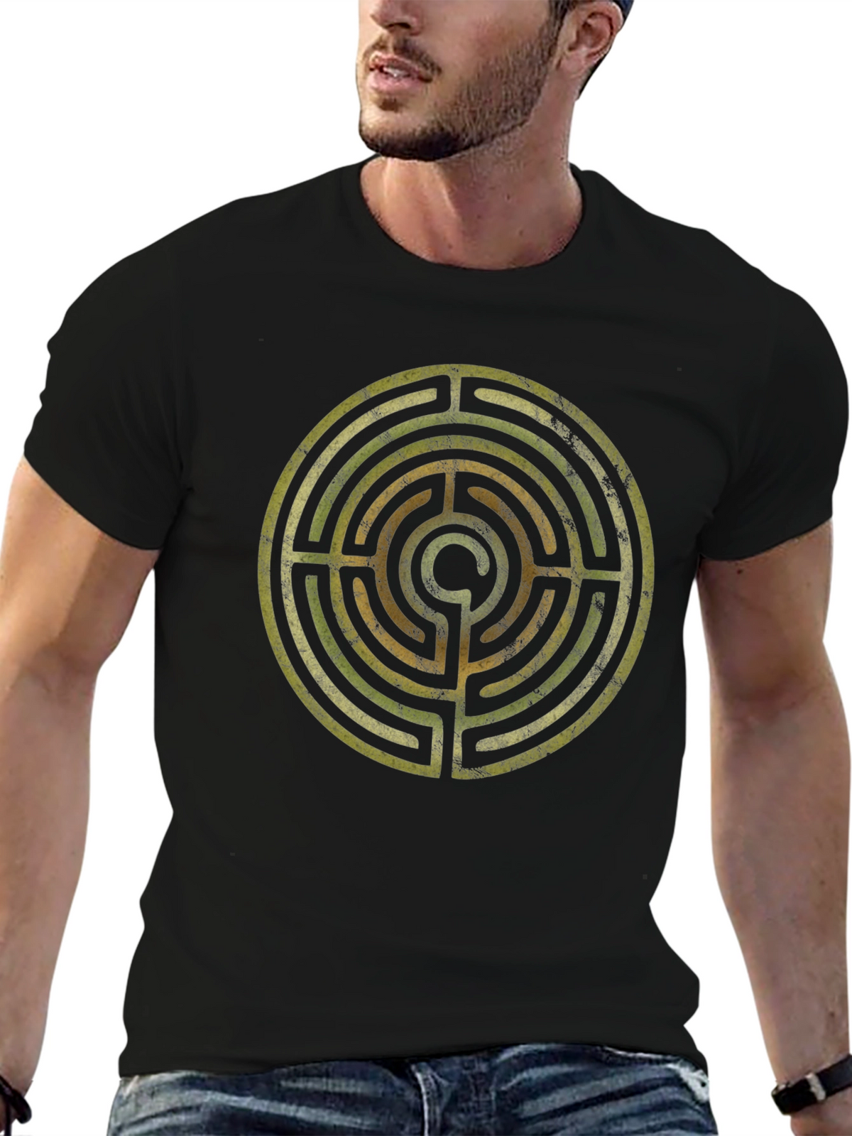 Labyrinth Pattern T-Shirt - Stylish Mens Tee