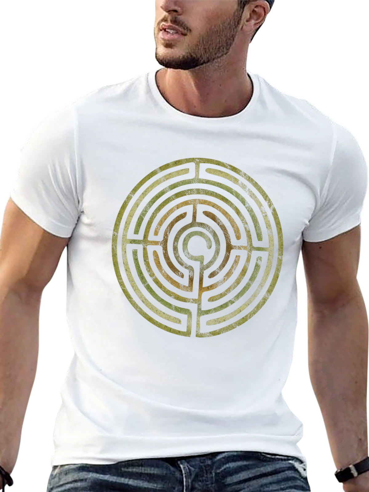 Labyrinth Pattern T-Shirt - Stylish Mens Tee