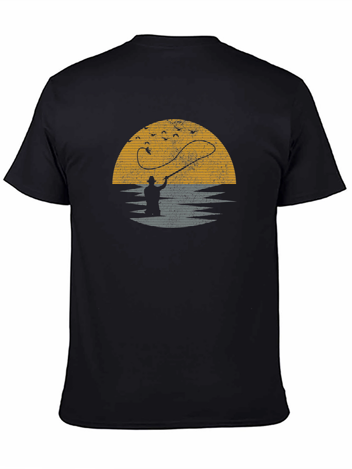 Fishing Sunset Graphic Tee - Black