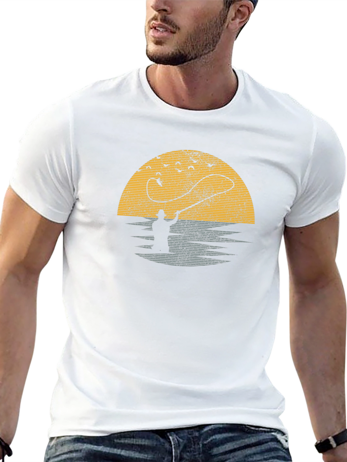 Fishing Sunset Graphic Tee - Black