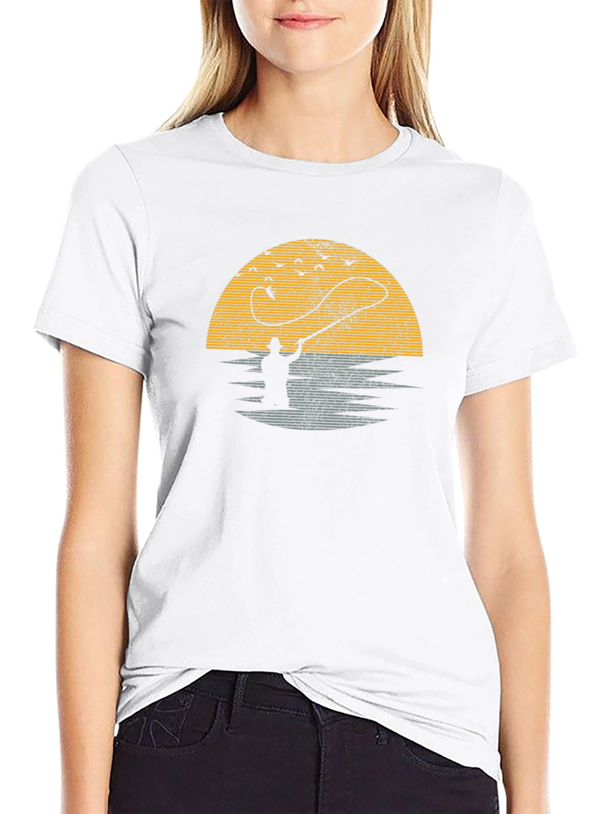 Fishing Sunset Graphic Tee - Black