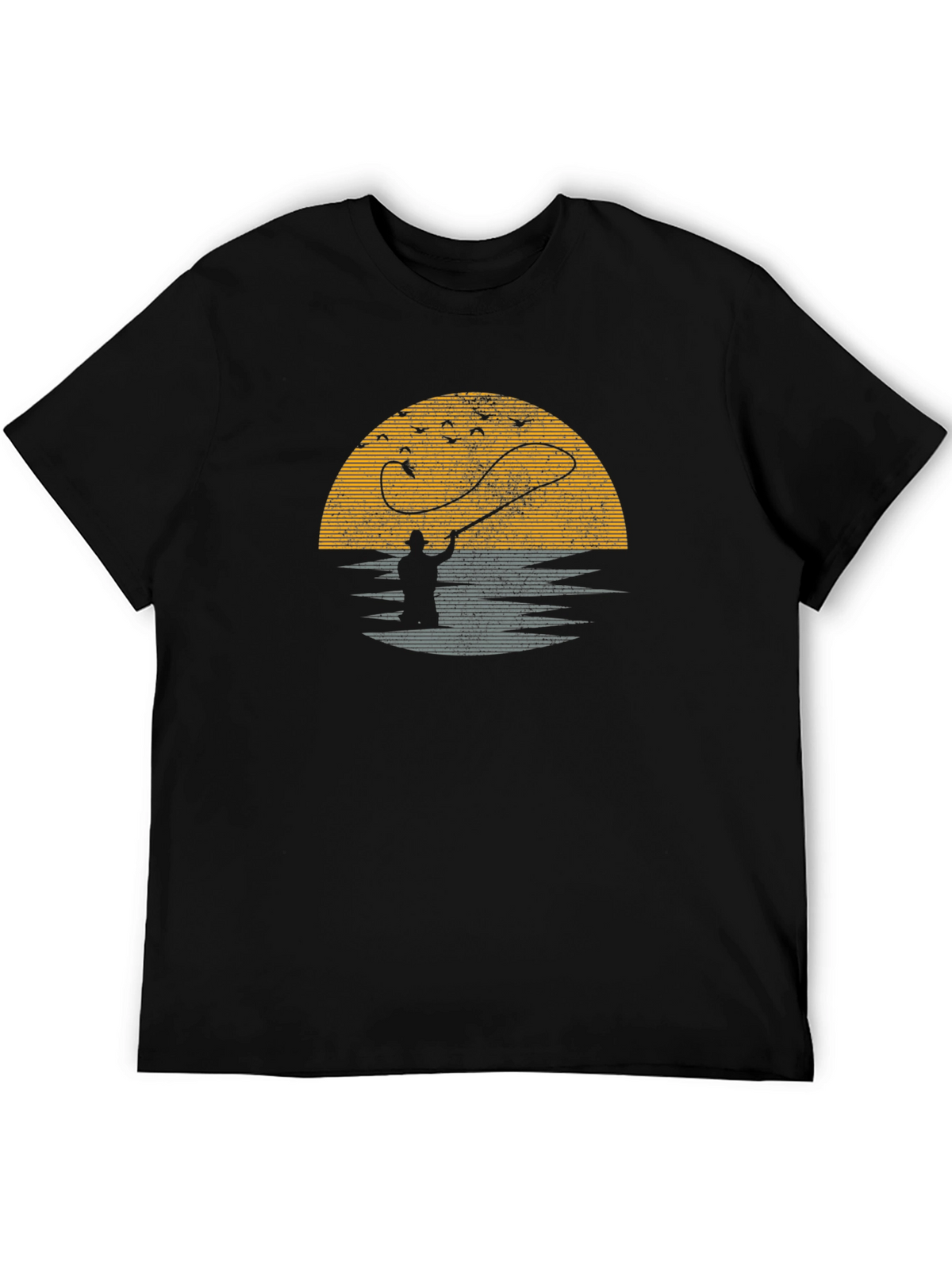 Fishing Sunset Graphic Tee - Black