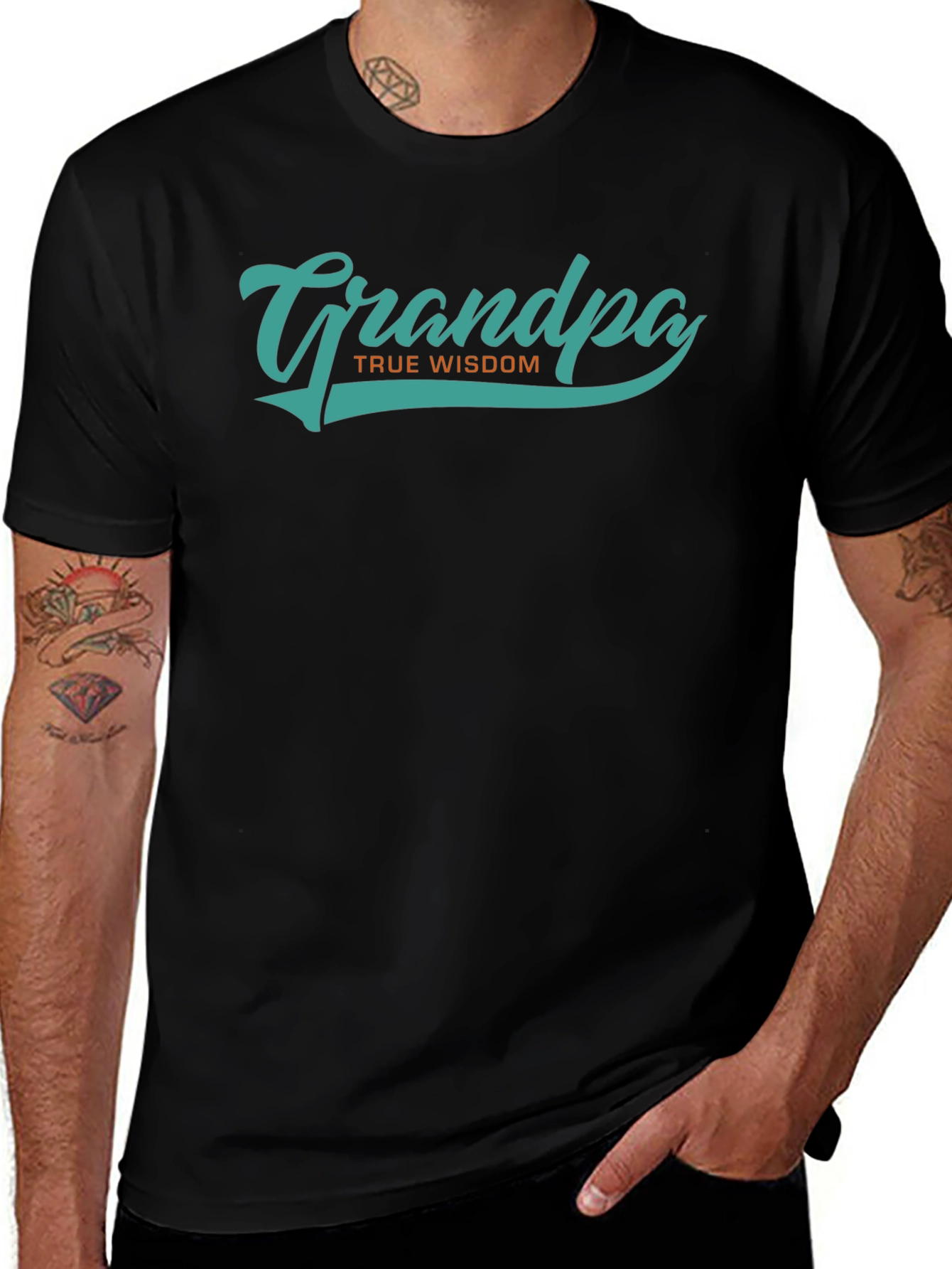 Grandpa True Wisdom Graphic Tee - Black Casual Shirt