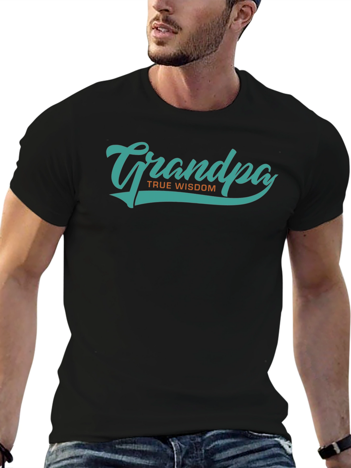 Grandpa True Wisdom Graphic Tee - Black Casual Shirt