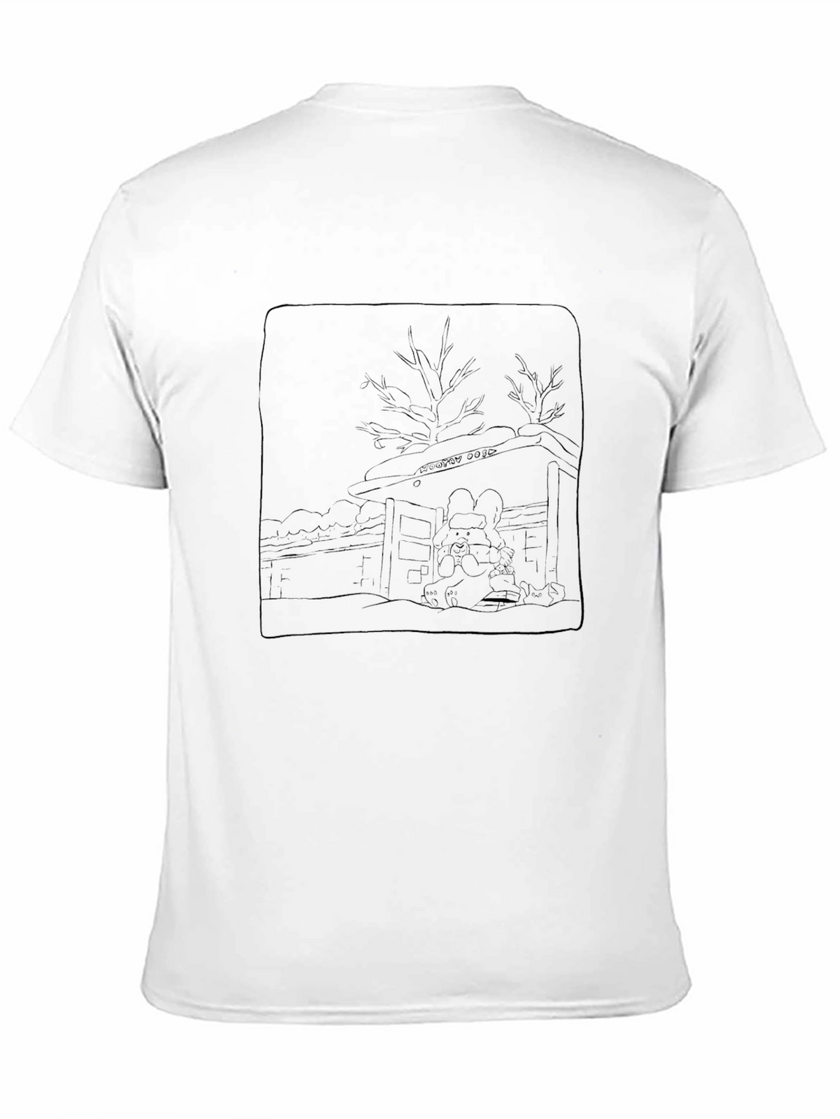 Line Art Cabin Graphic Tee - Black