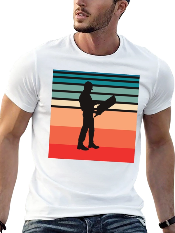Retro Engineer Graphic Tee - Black Cotton Shirt