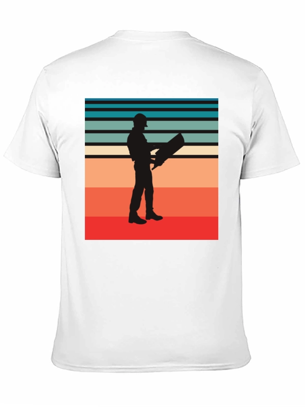 Retro Engineer Graphic Tee - Black Cotton Shirt