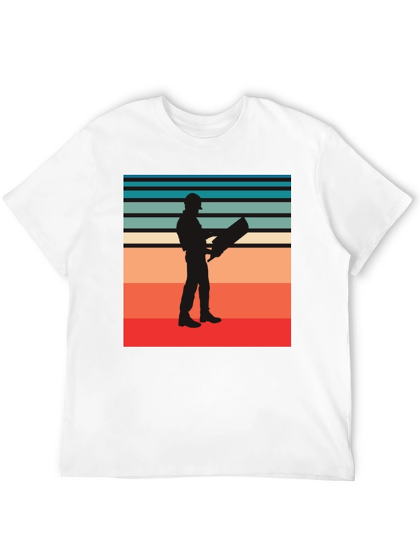 Retro Engineer Graphic Tee - Black Cotton Shirt