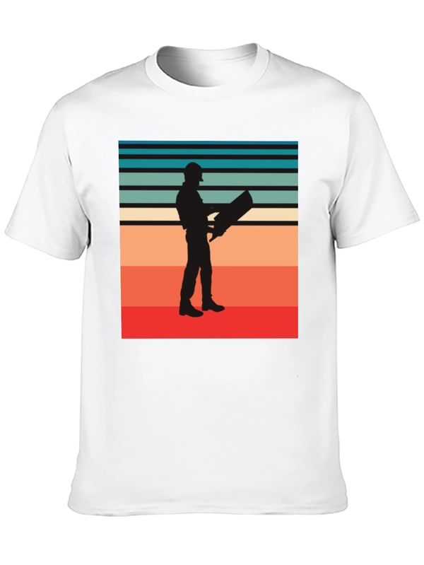Retro Engineer Graphic Tee - Black Cotton Shirt