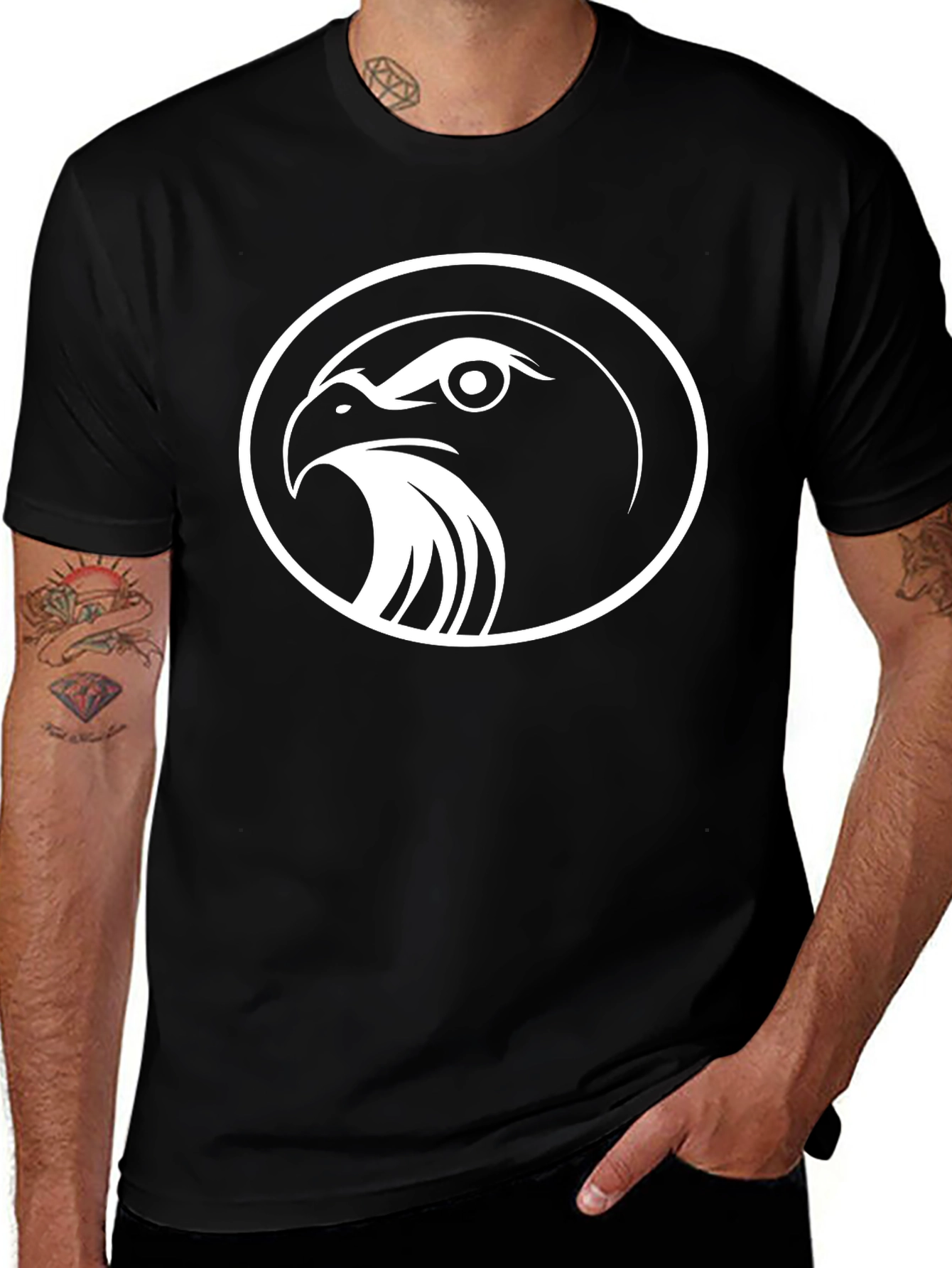 Black T-Shirt with Eagle Emblem