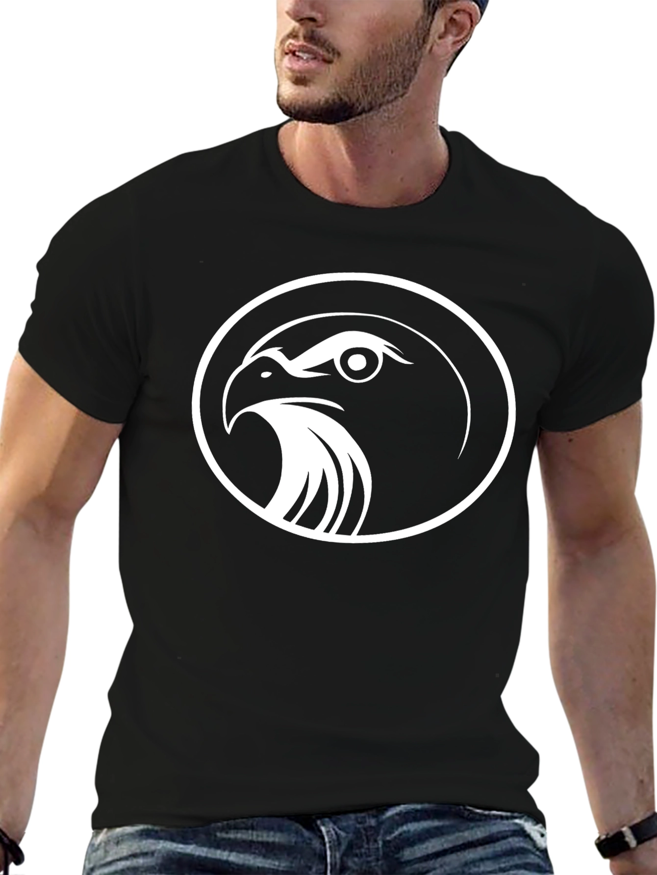 Black T-Shirt with Eagle Emblem