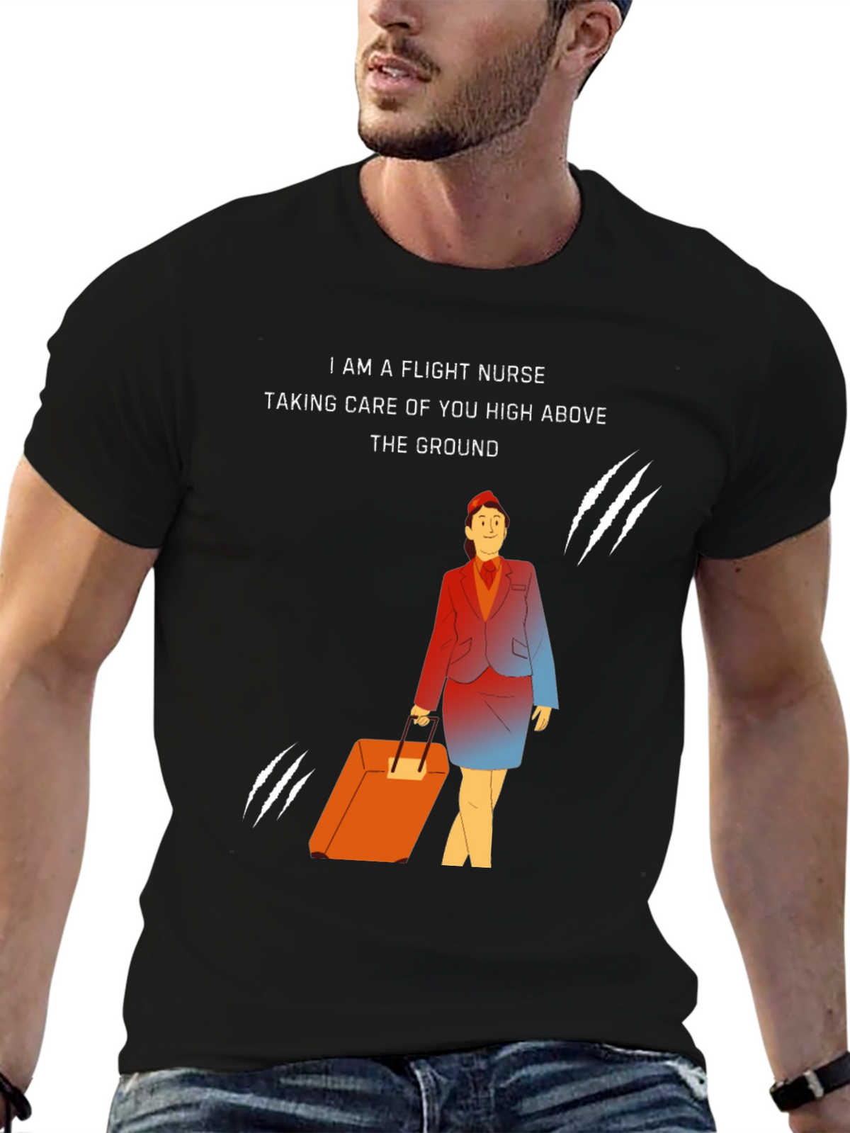 Flight Nurse T-Shirt - Caring High Above the Ground