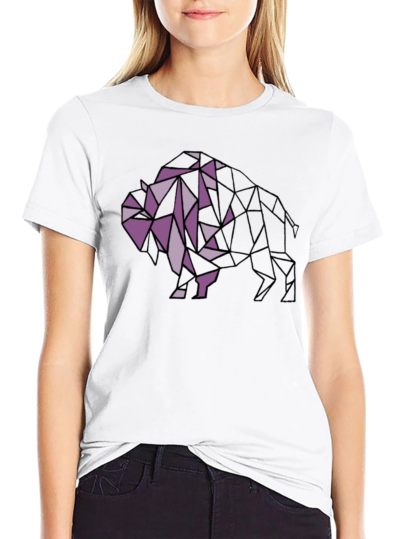 Geometric Buffalo Graphic Tee - Black