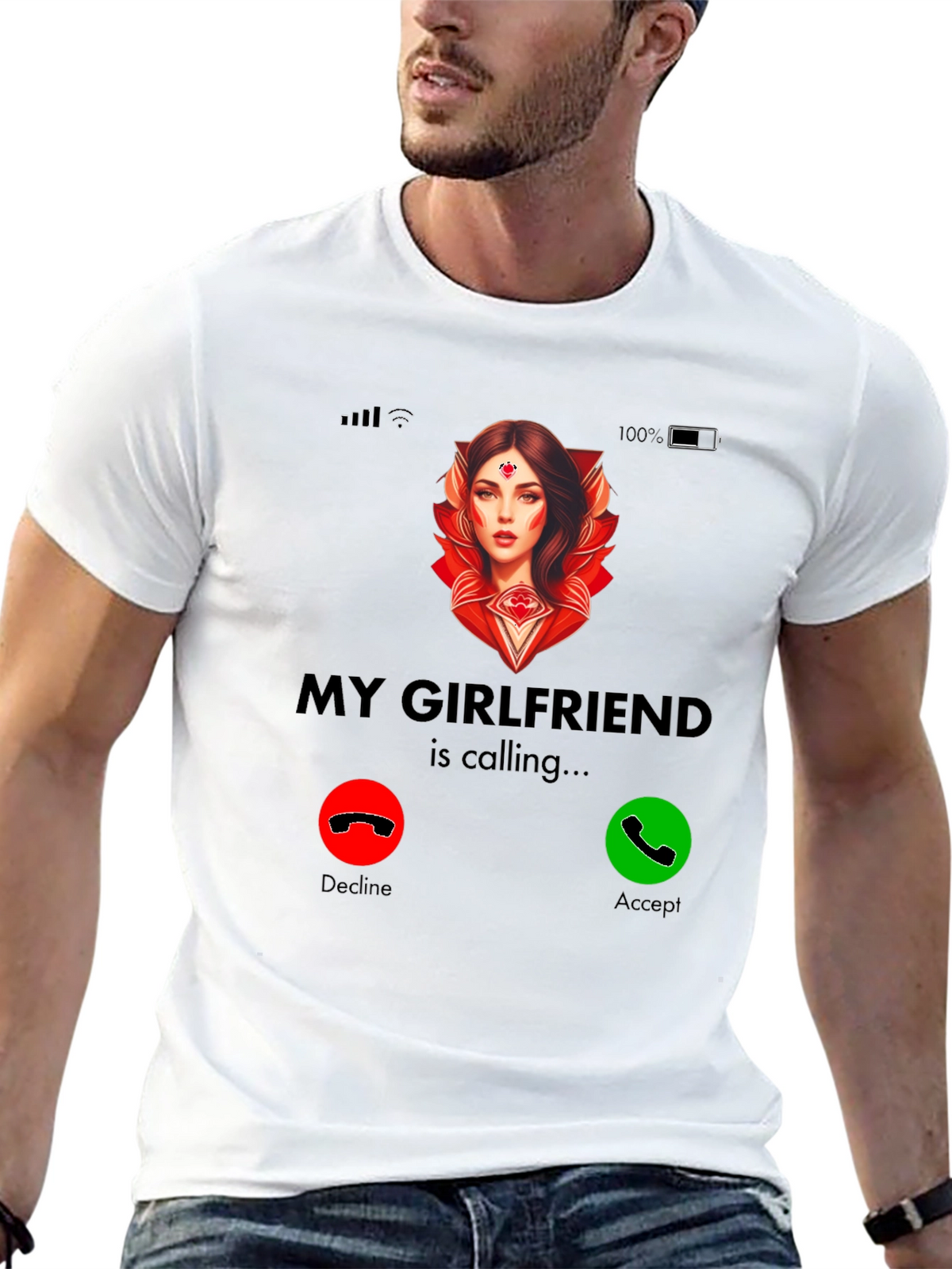 My Girlfriend Is Calling T-Shirt - Novelty Graphic Tee