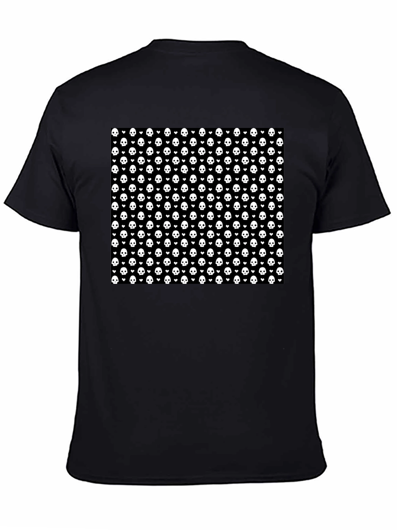 Skull & Heart Pattern Tee - Gothic Fashion