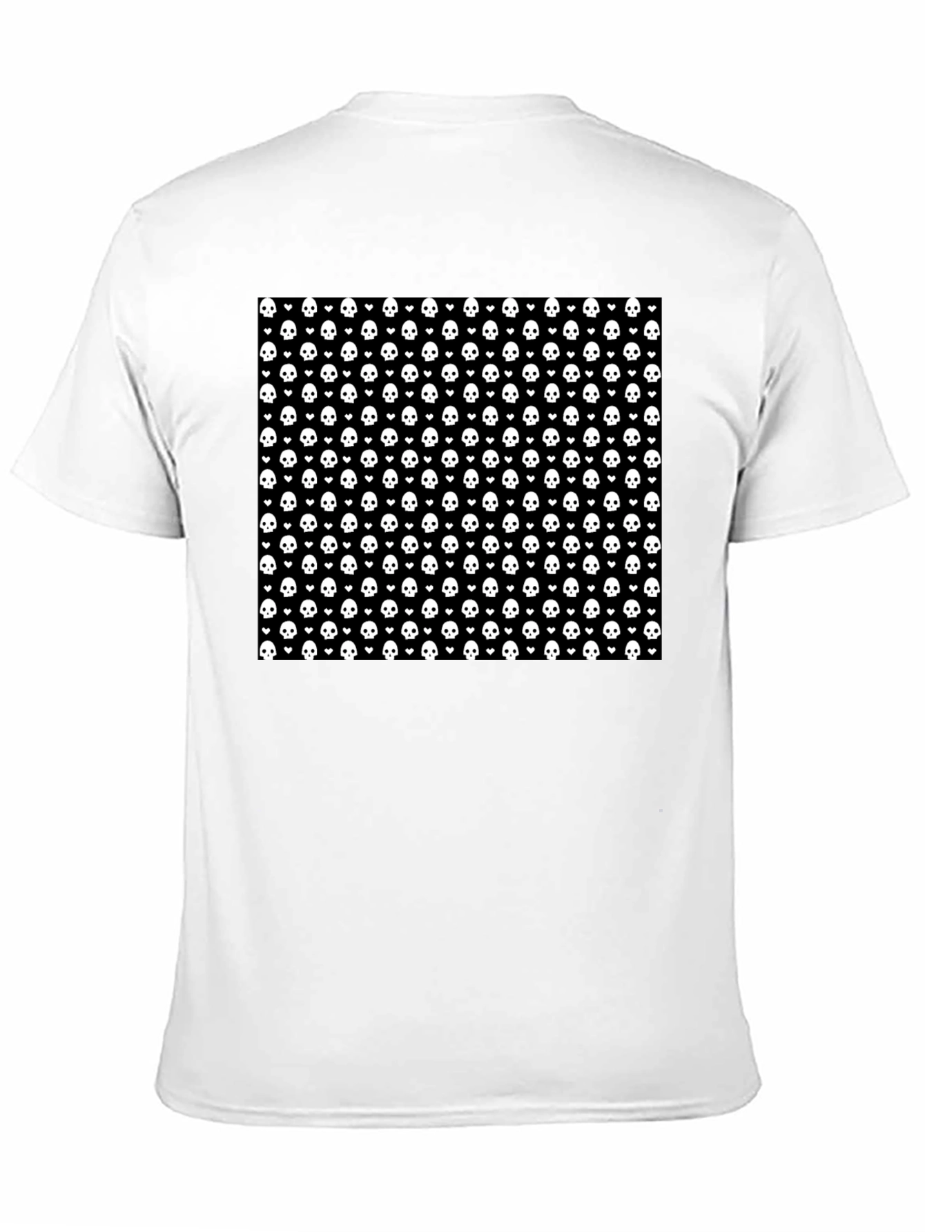 Skull & Heart Pattern Tee - Gothic Fashion