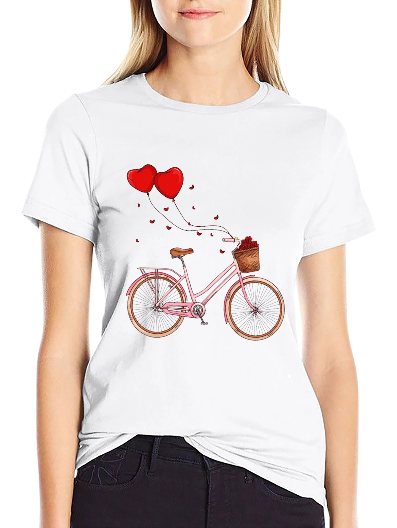 Valentines Day Pink Bike Black T-Shirt