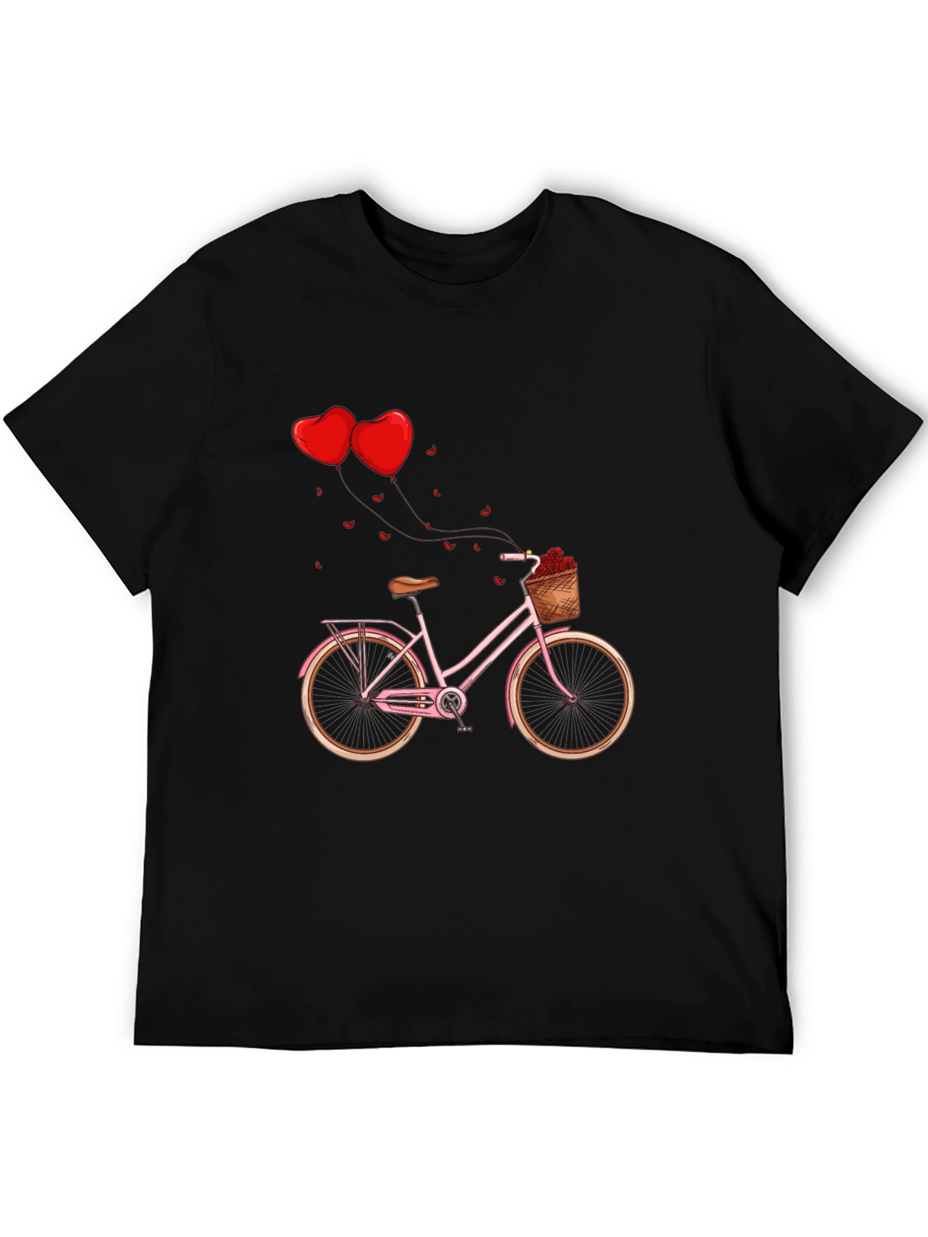 Valentines Day Pink Bike Black T-Shirt