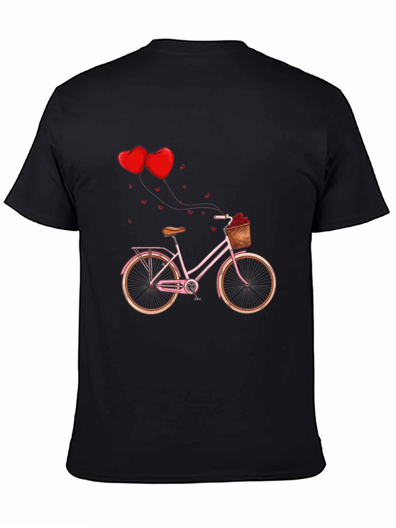 Valentines Day Pink Bike Black T-Shirt