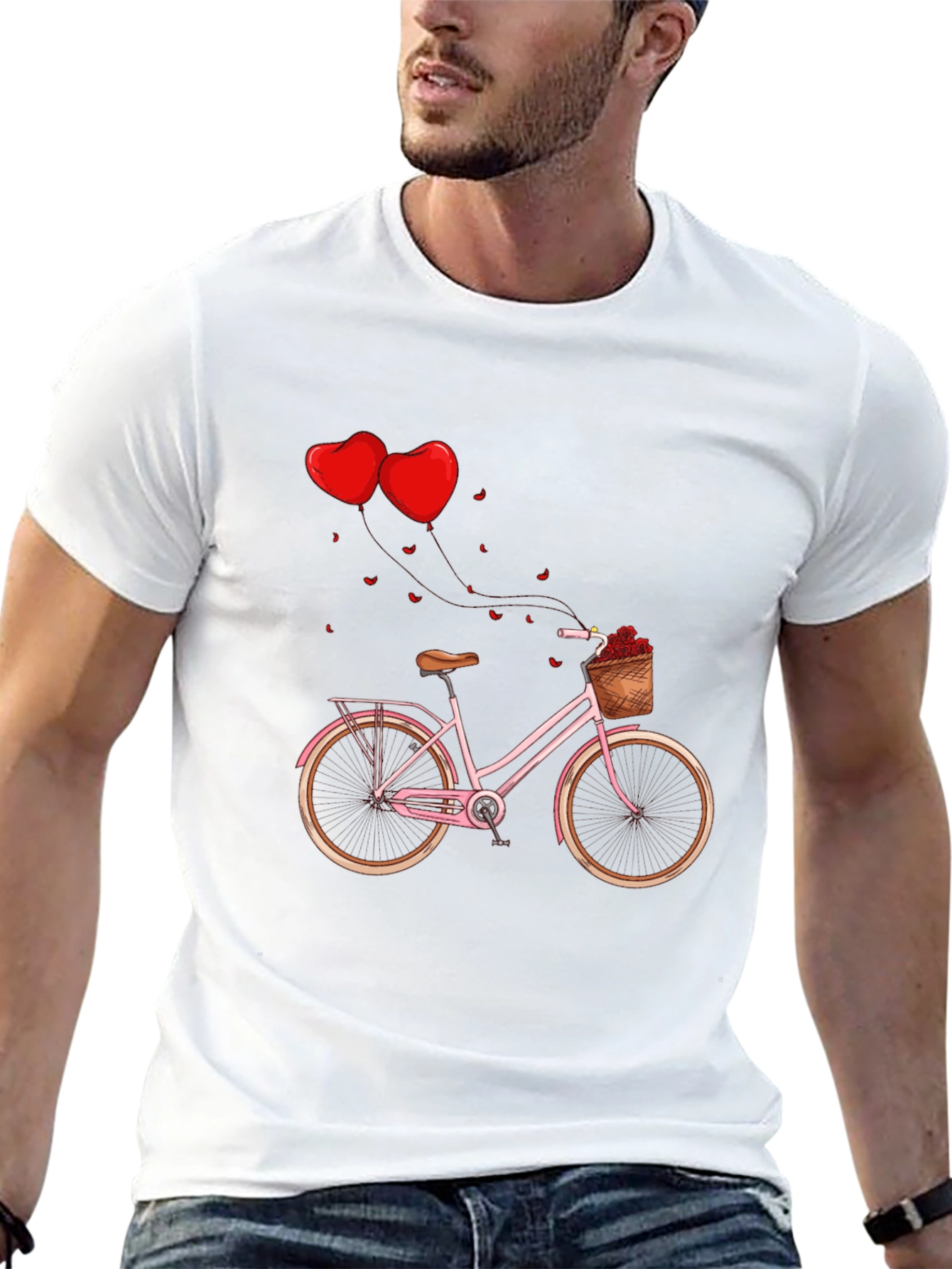 Valentines Day Pink Bike Black T-Shirt