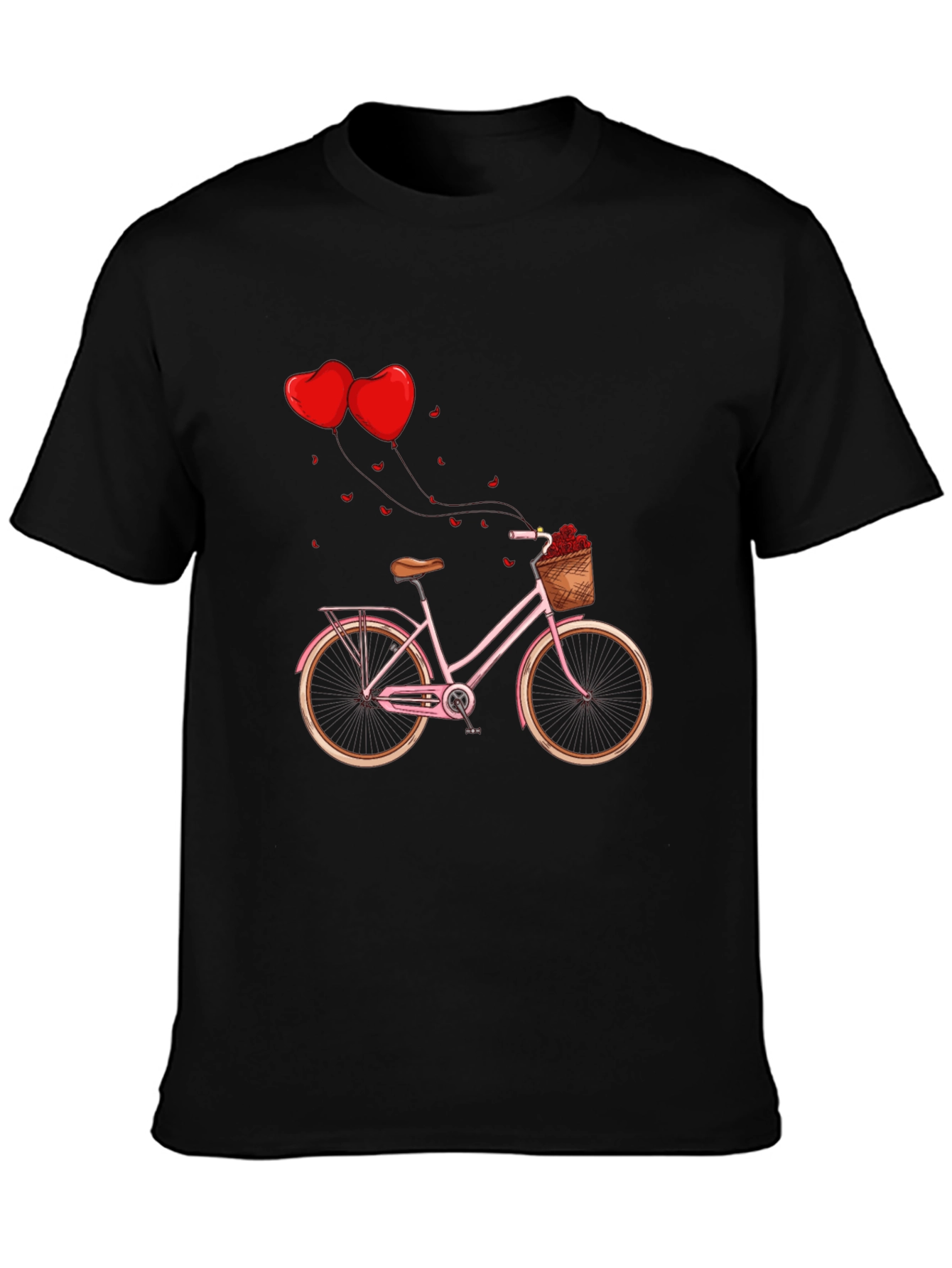Valentines Day Pink Bike Black T-Shirt