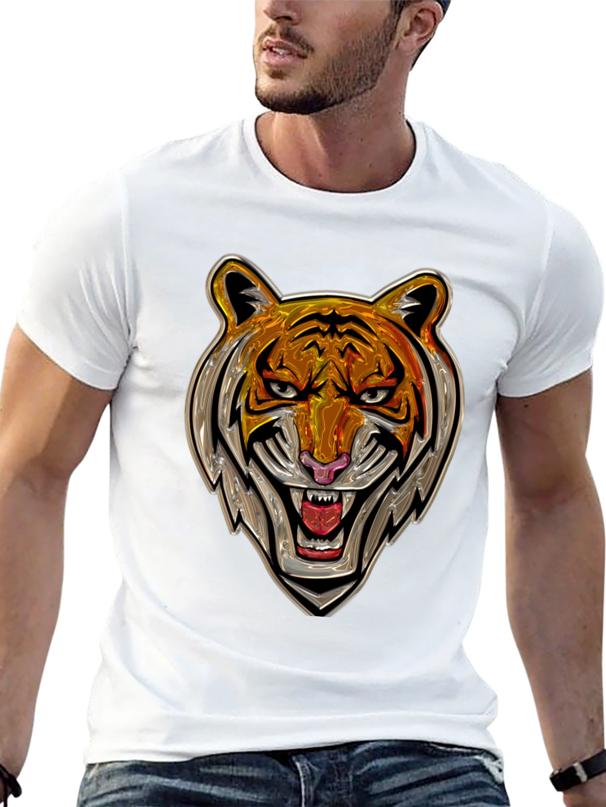 Bold Tiger Graphic T-Shirt - Stylish Animal Print Tee