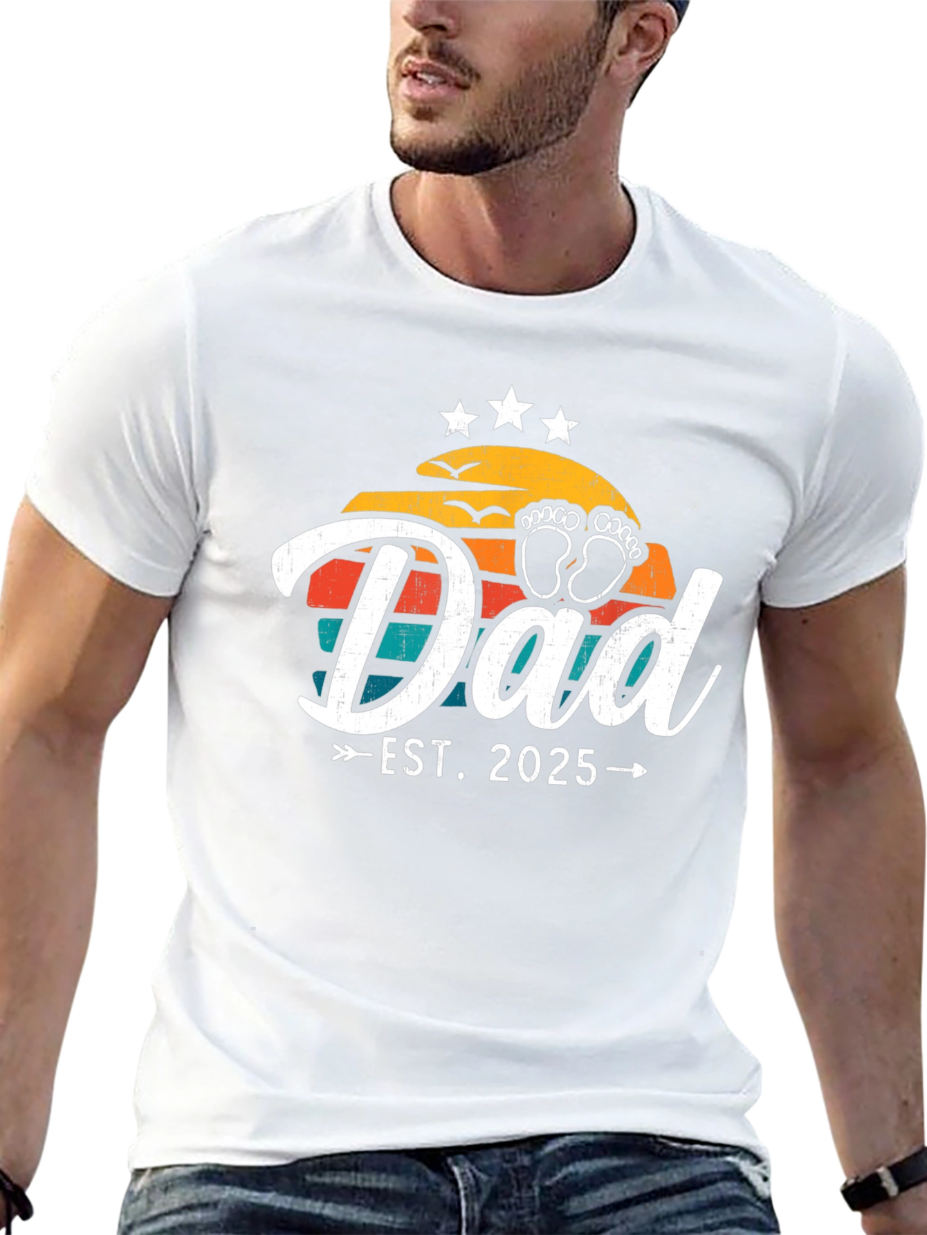 Dad Est. 2025 Black Graphic Tee