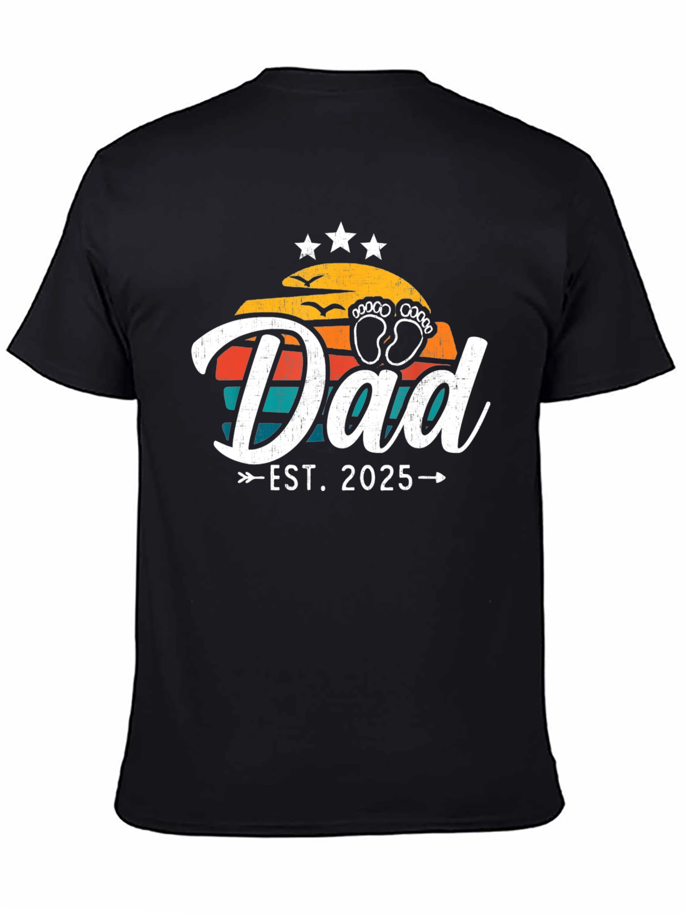 Dad Est. 2025 Black Graphic Tee