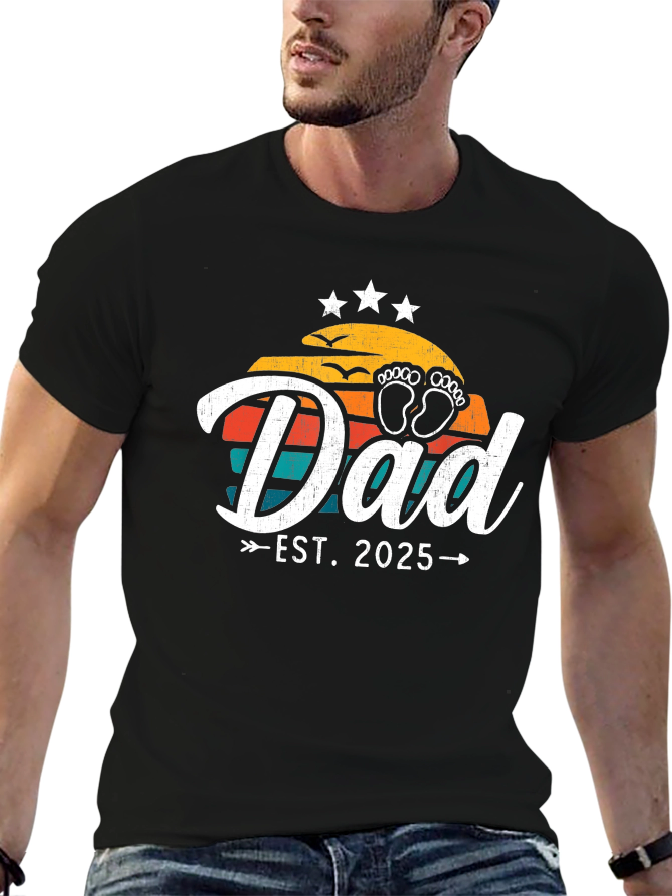 Dad Est. 2025 Black Graphic Tee