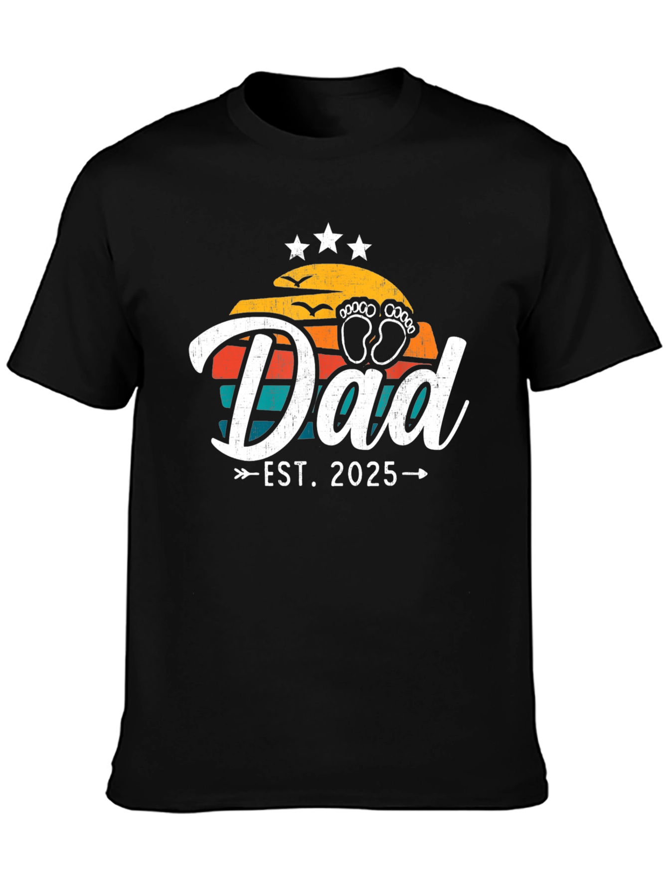 Dad Est. 2025 Black Graphic Tee