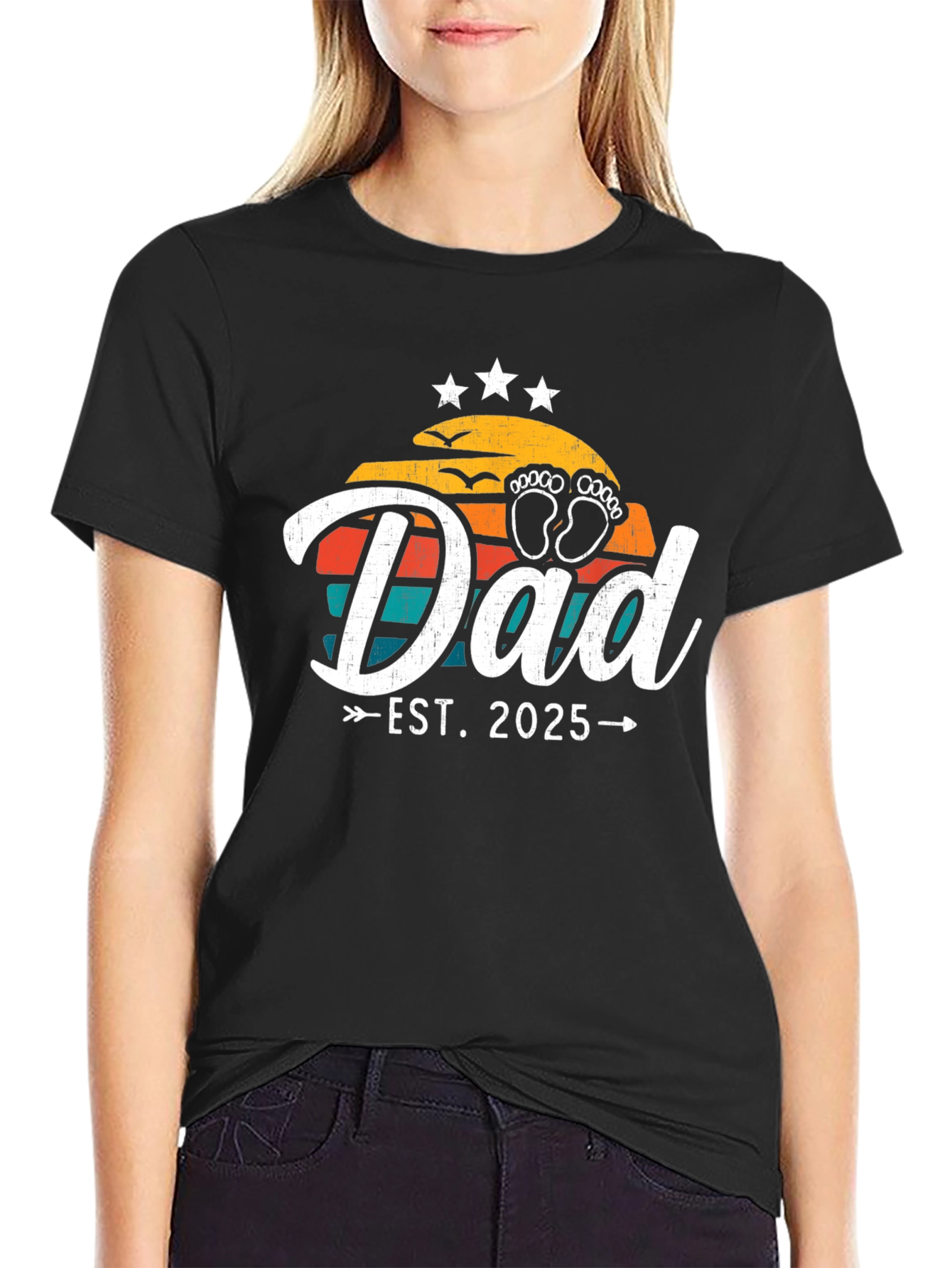 Dad Est. 2025 Black Graphic Tee