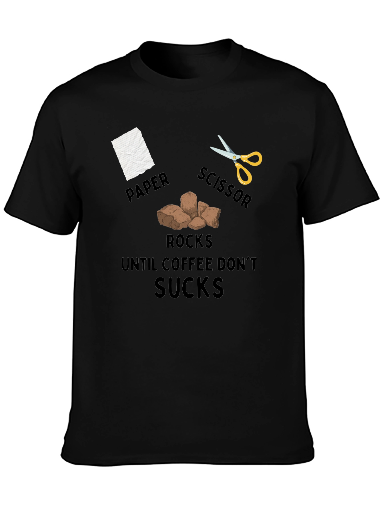 Rock Paper Scissor Coffee Mens T-Shirt