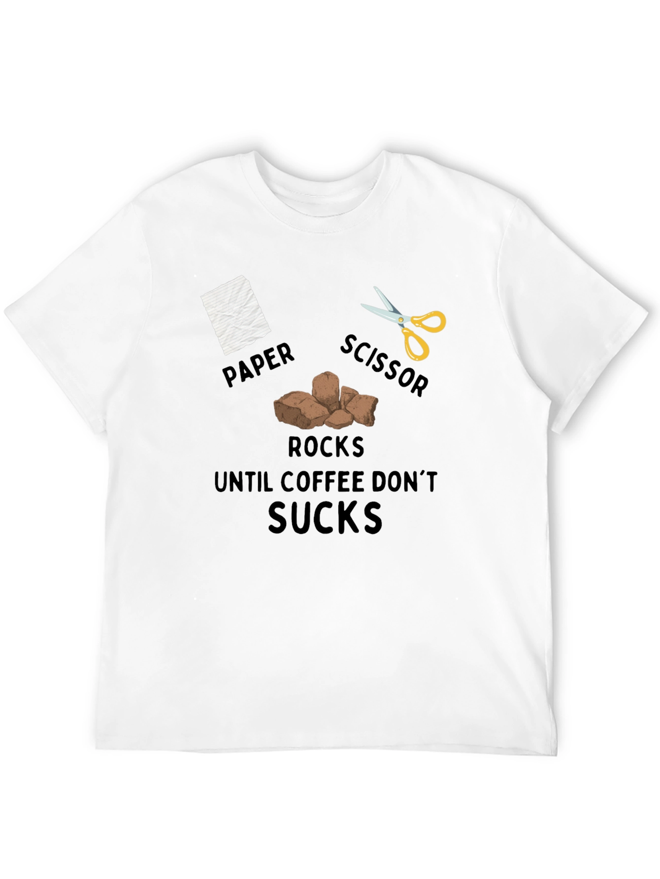 Rock Paper Scissor Coffee Mens T-Shirt