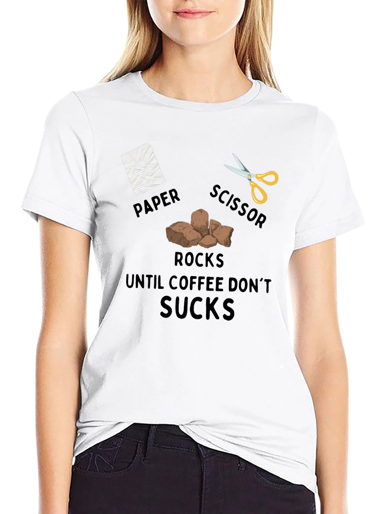 Rock Paper Scissor Coffee Mens T-Shirt