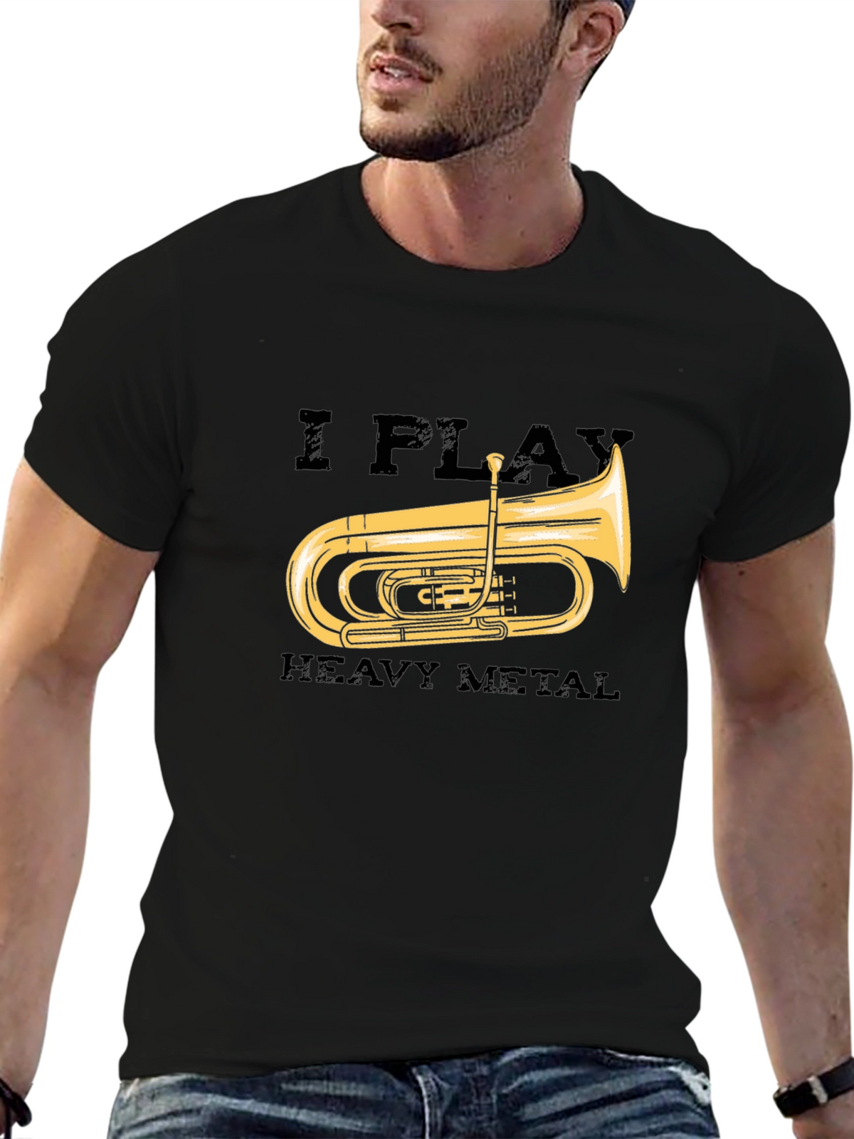 I Play Heavy Metal Tuba Black T-Shirt