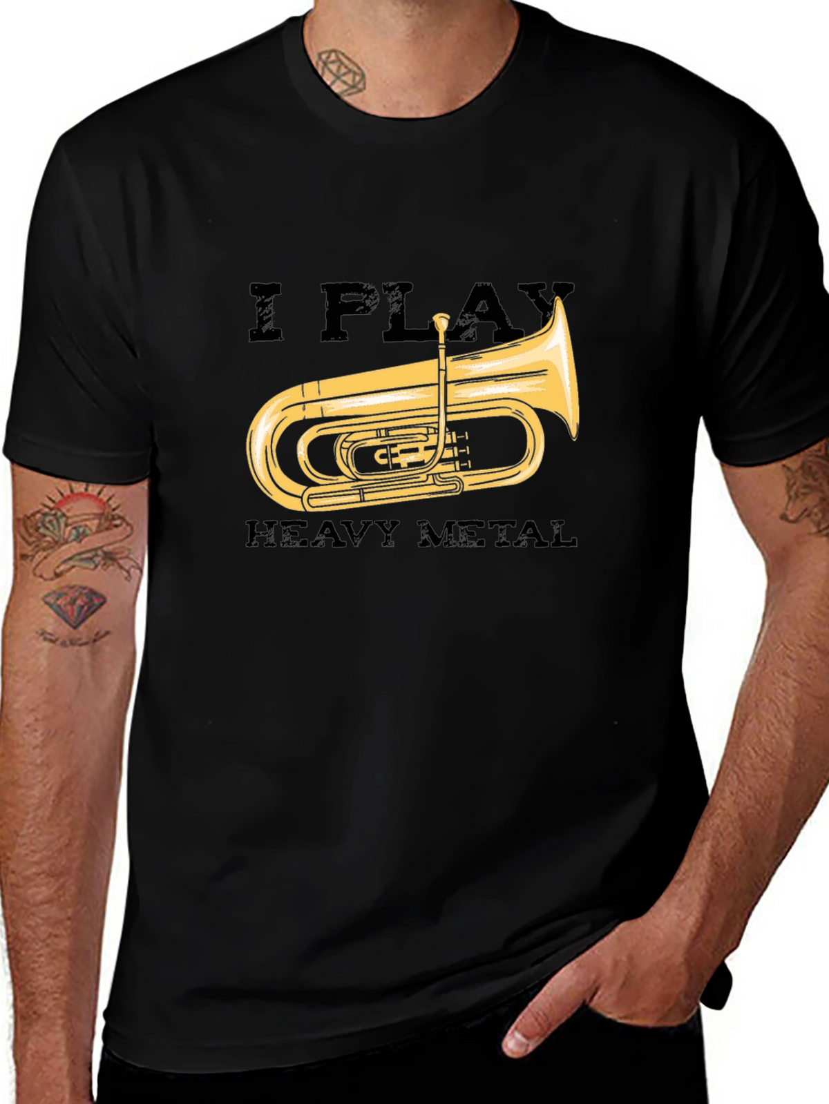I Play Heavy Metal Tuba Black T-Shirt