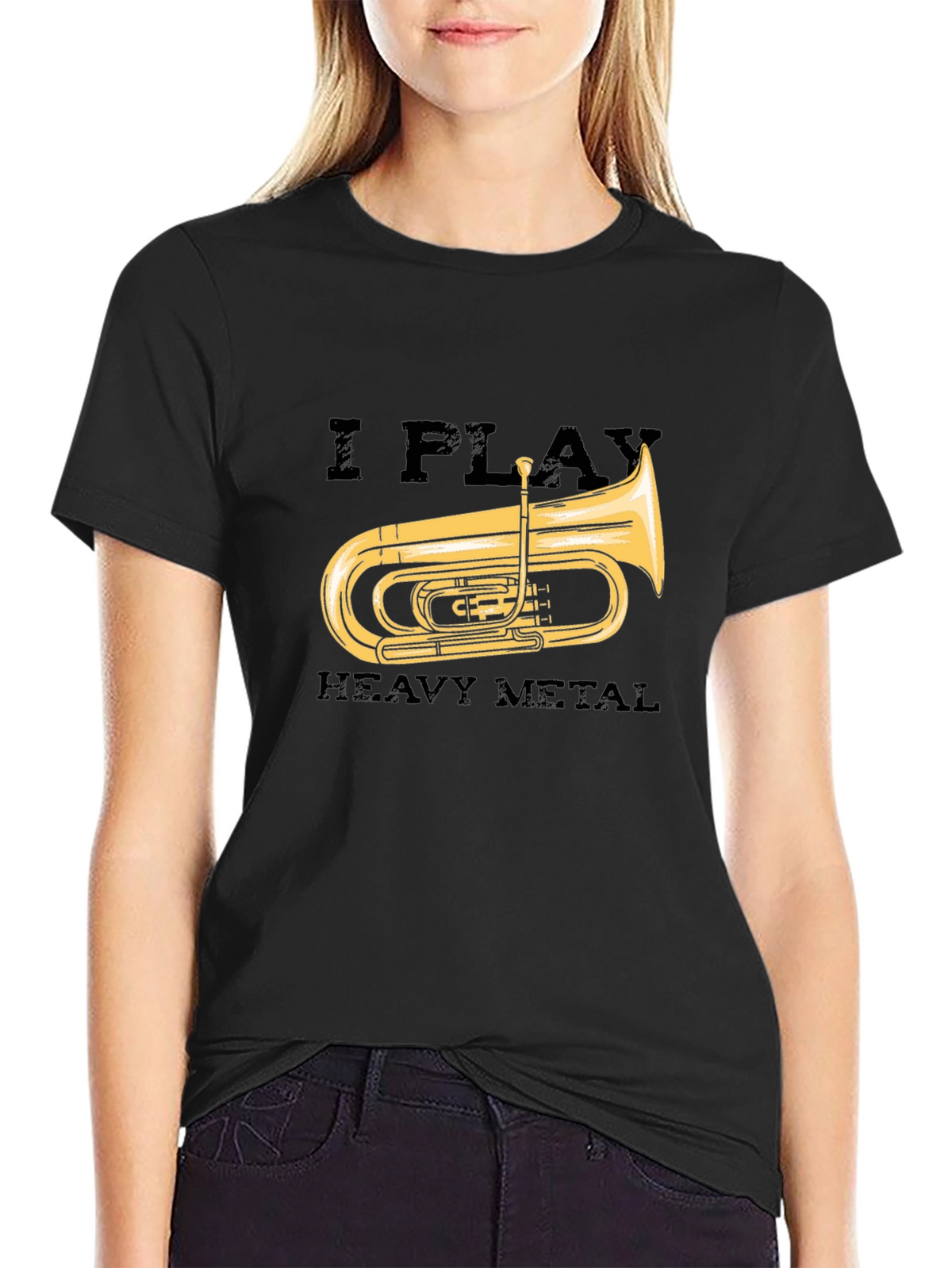 I Play Heavy Metal Tuba Black T-Shirt