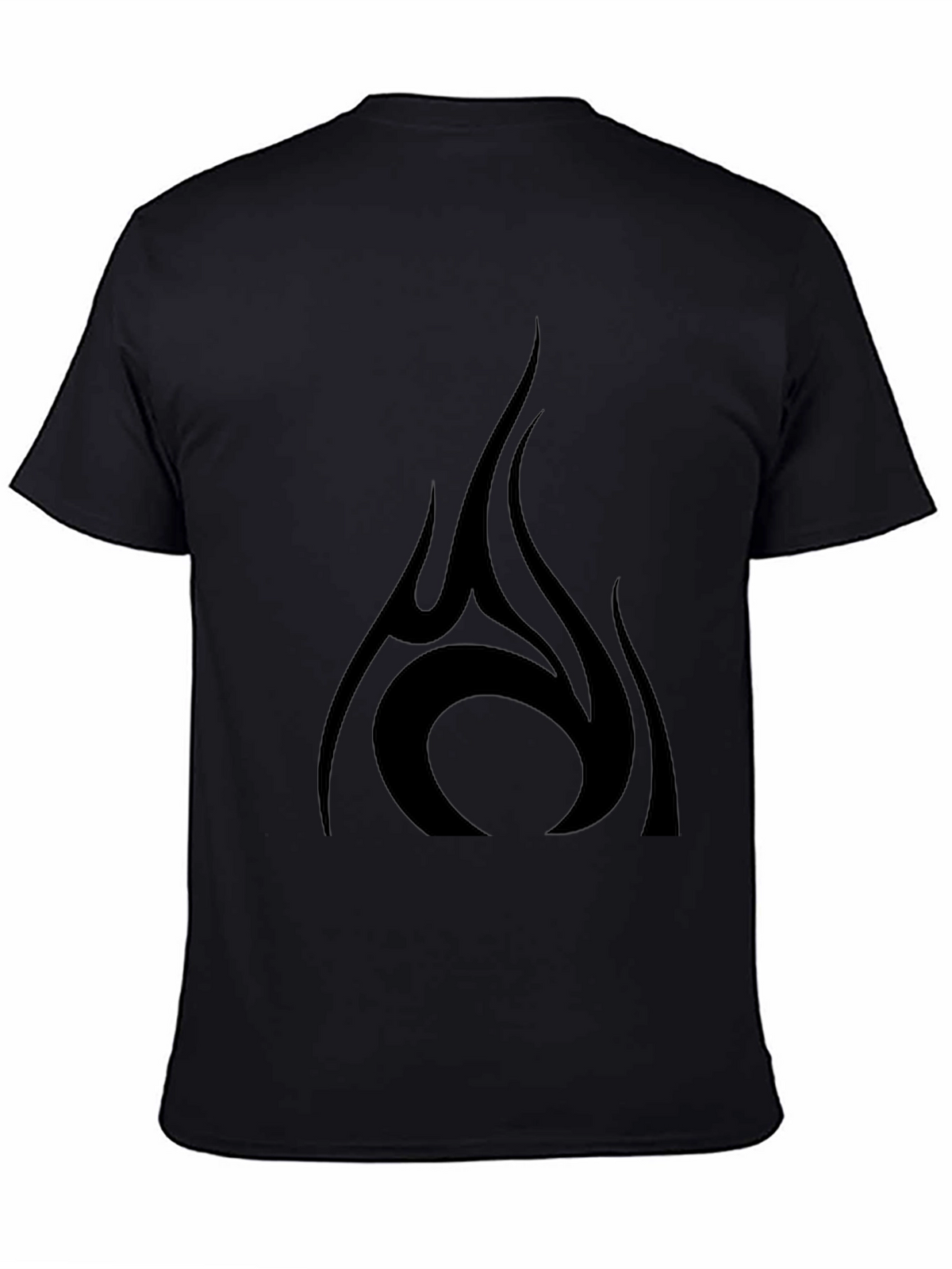 Mens Black T-Shirt with Tribal Flame Design