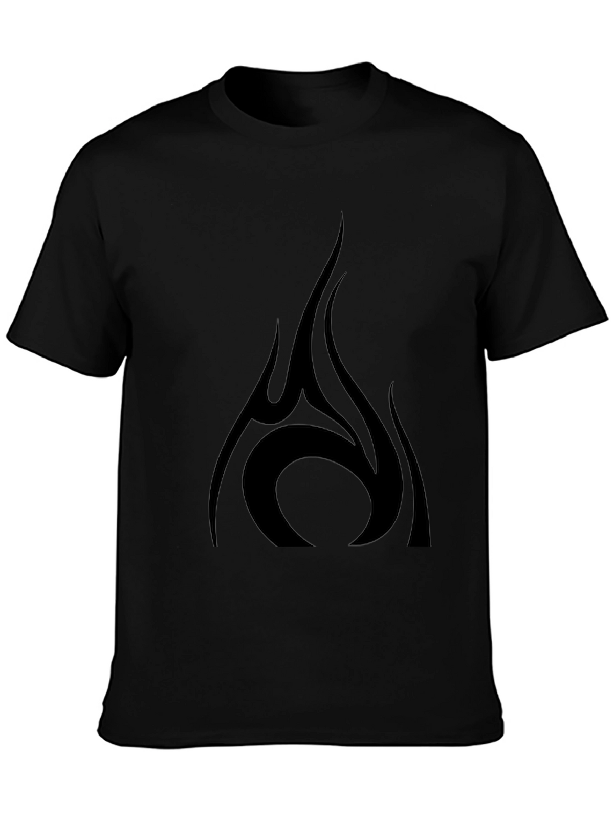 Mens Black T-Shirt with Tribal Flame Design