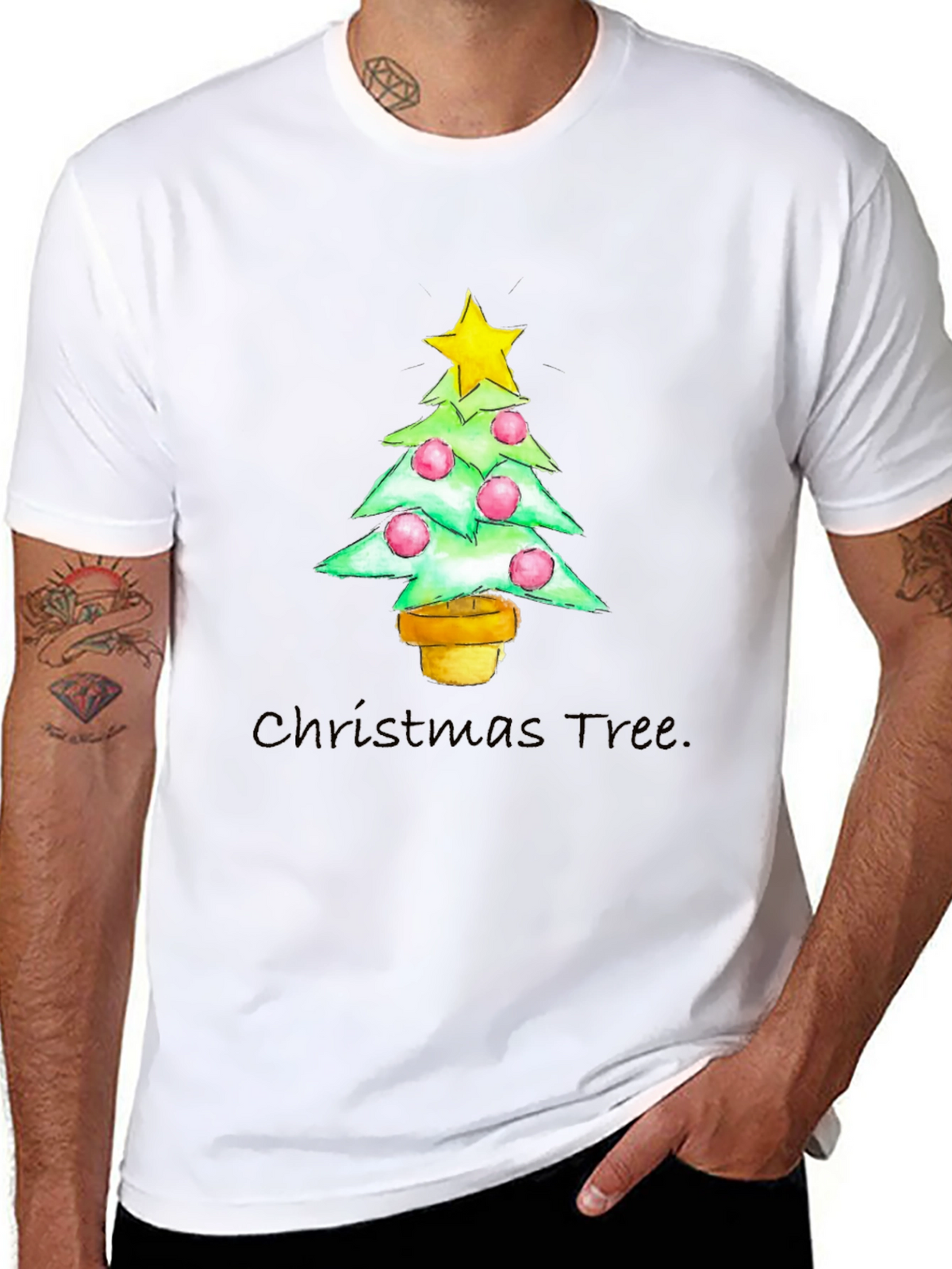 Festive Christmas Tree Graphic Tee - Holiday Apparel