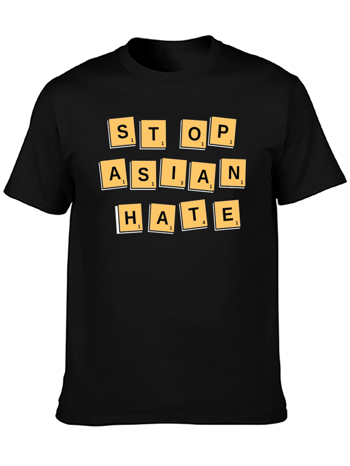 Stop Asian Hate T-Shirt - Scrabble Tile Design