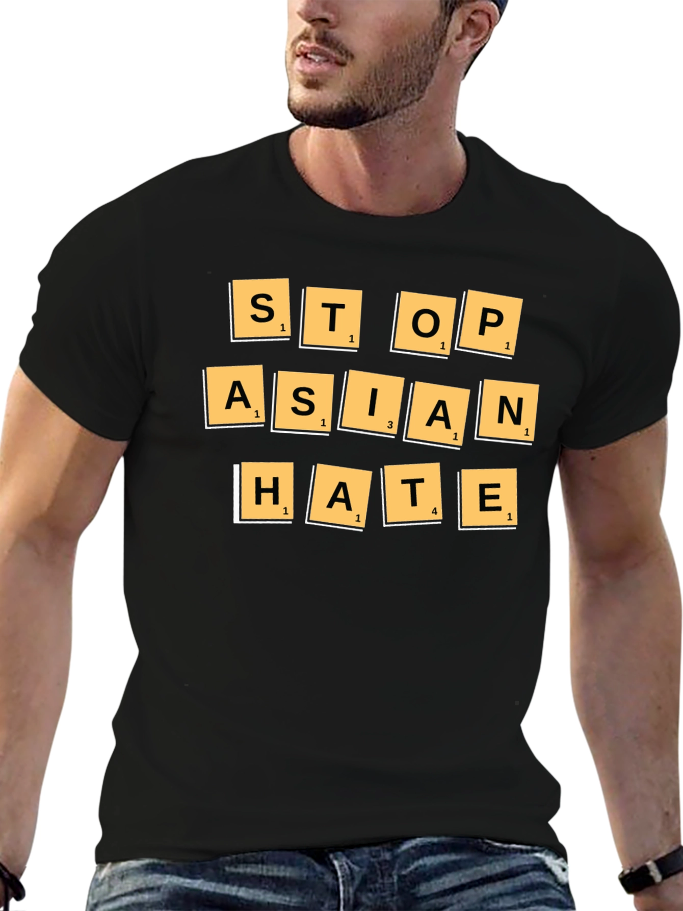 Stop Asian Hate T-Shirt - Scrabble Tile Design