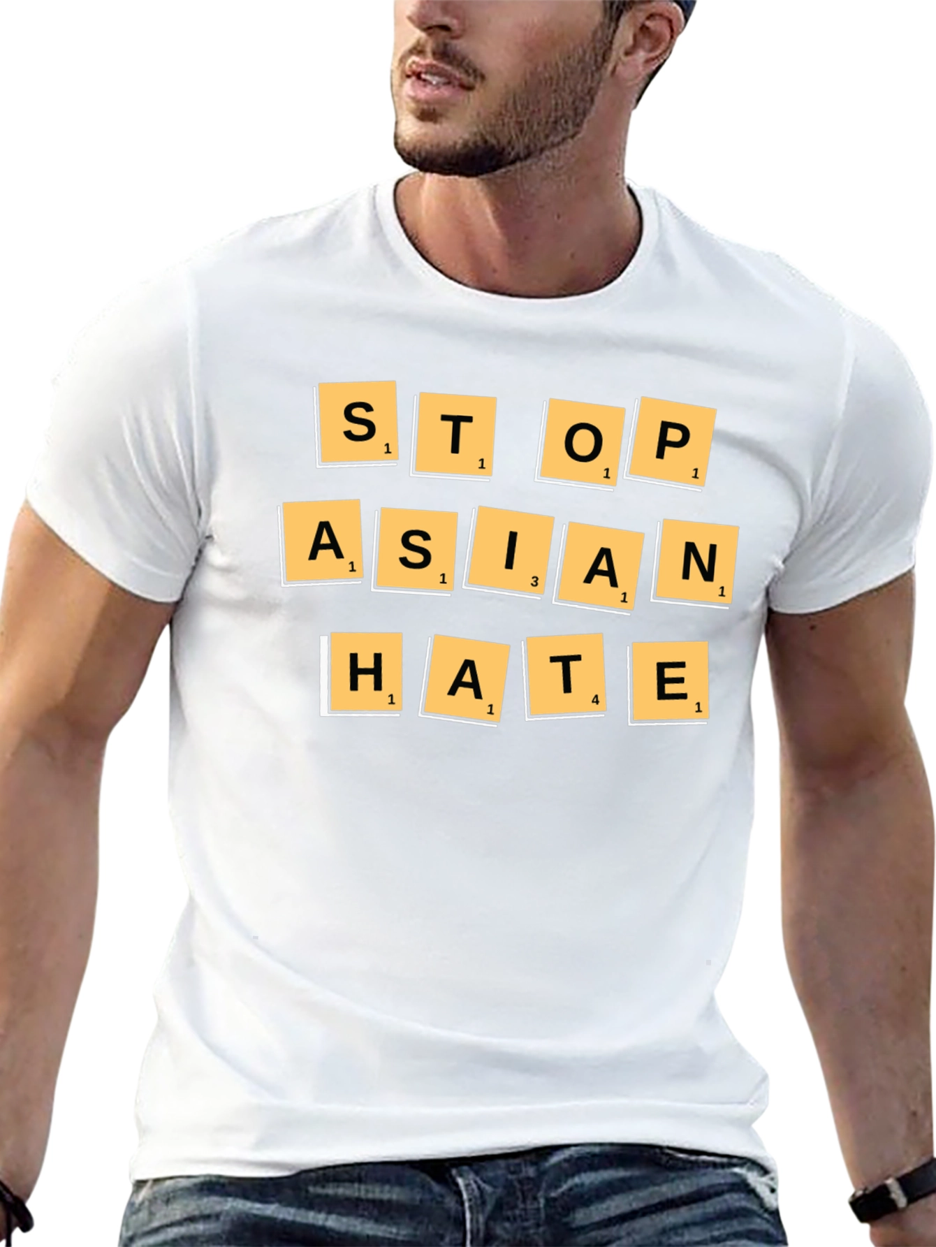 Stop Asian Hate T-Shirt - Scrabble Tile Design