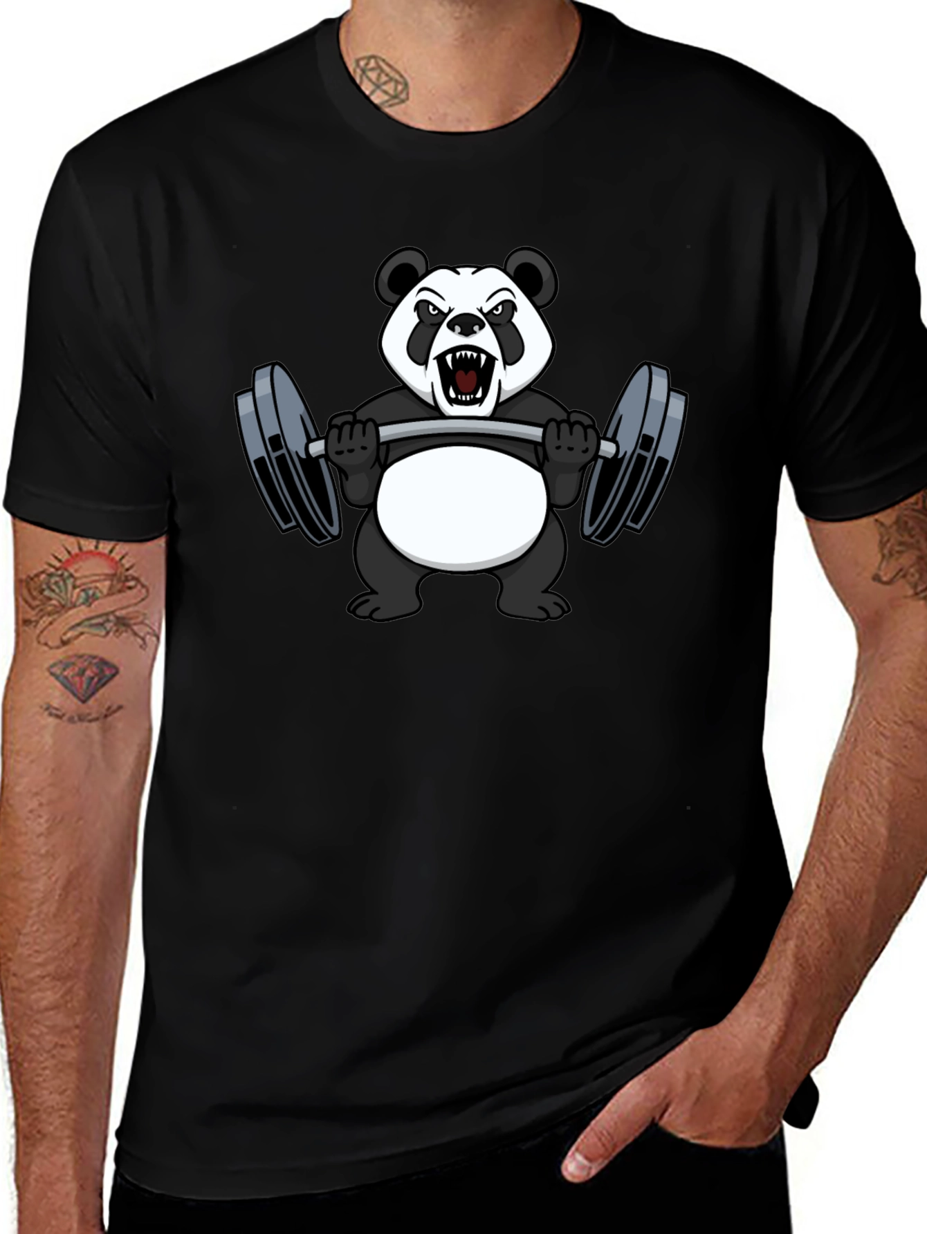 Angry Panda Workout T-Shirt - Black