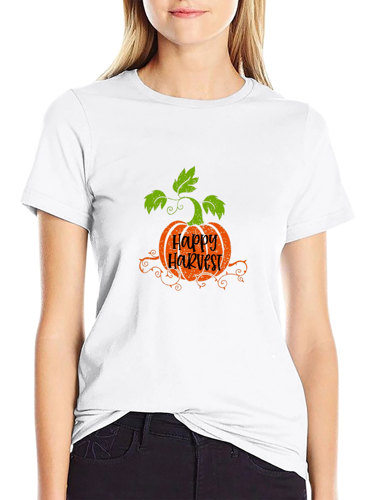 Happy Harvest Pumpkin Graphic T-Shirt